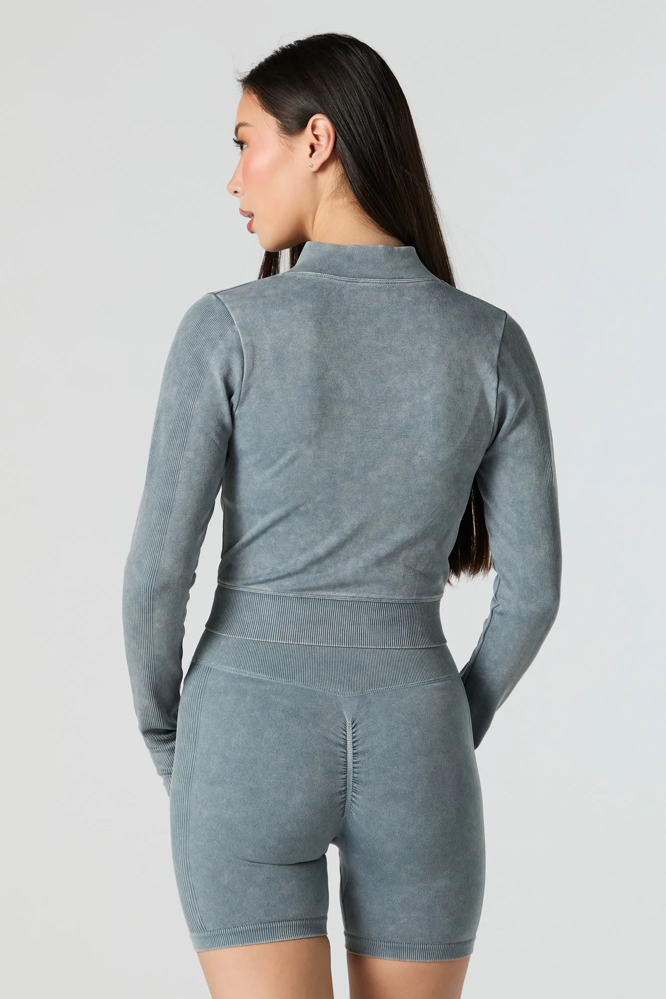 Active Washed Zip-Up Long Sleeve Top sold by Urban Planet product image thumbnail 3