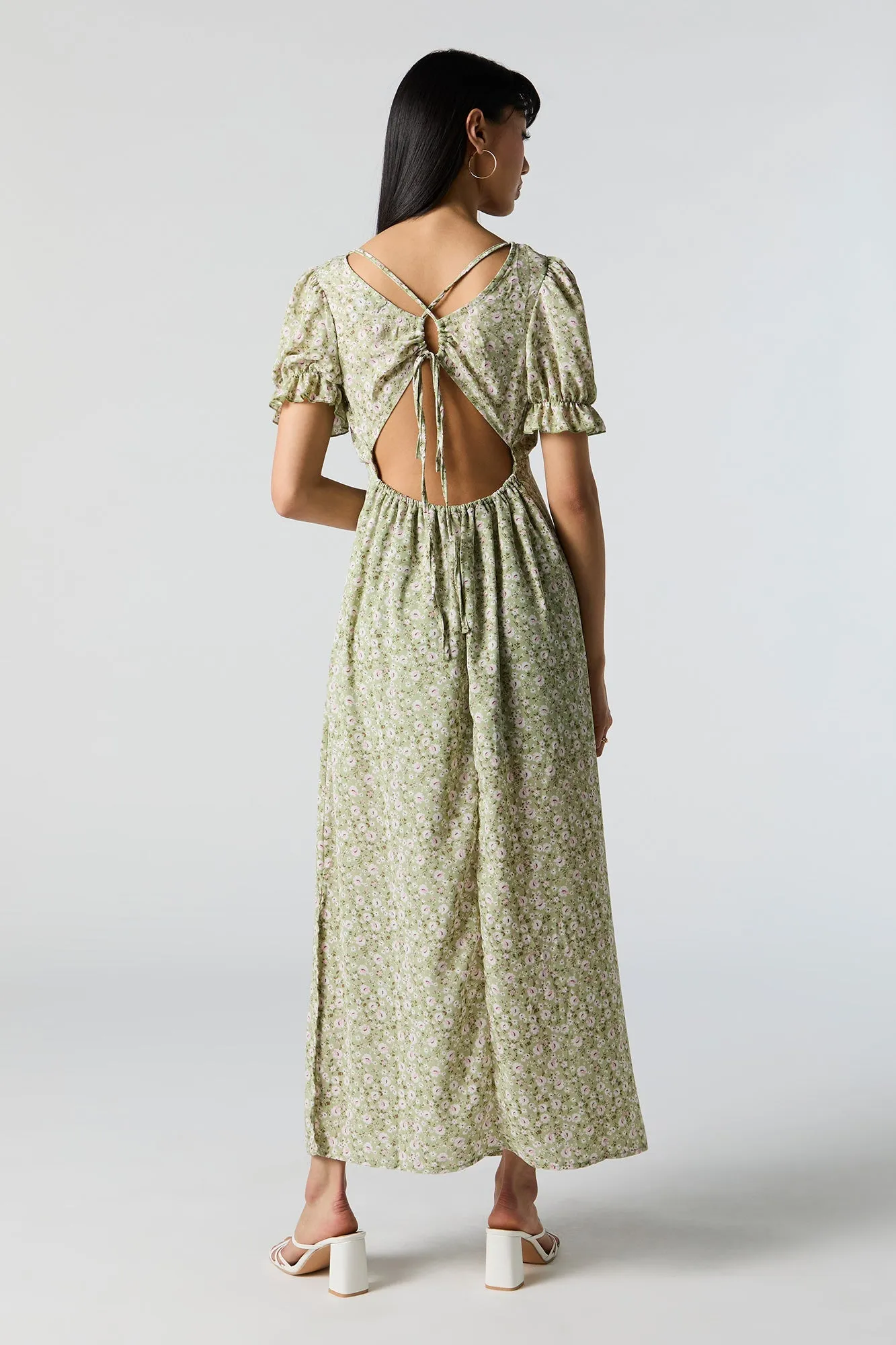 Floral Self-Tie Back Midi Dress sold by Urban Planet product image thumbnail 3