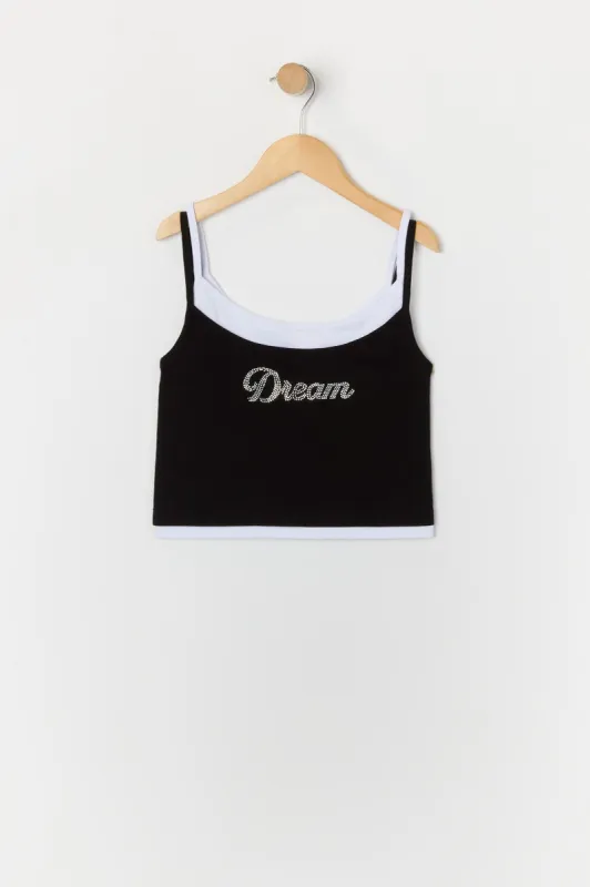 Débardeur superposé à imprimé Dream avec pierres du Rhin pour fille sold by Urban Planet