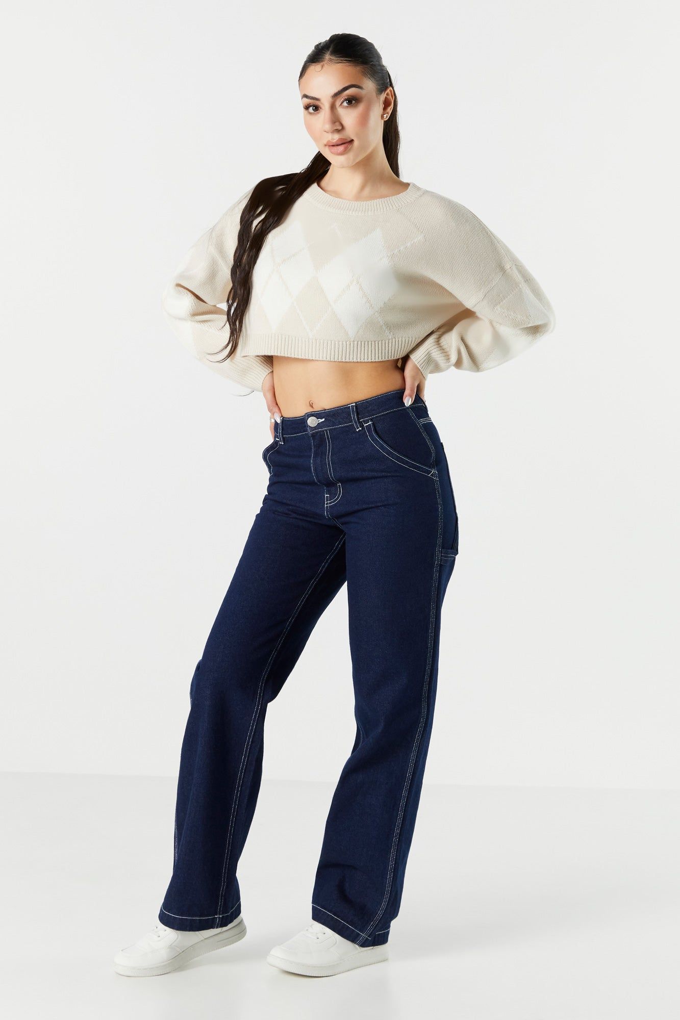 Cropped Argyle Sweater sold by Urban Planet product image thumbnail 3