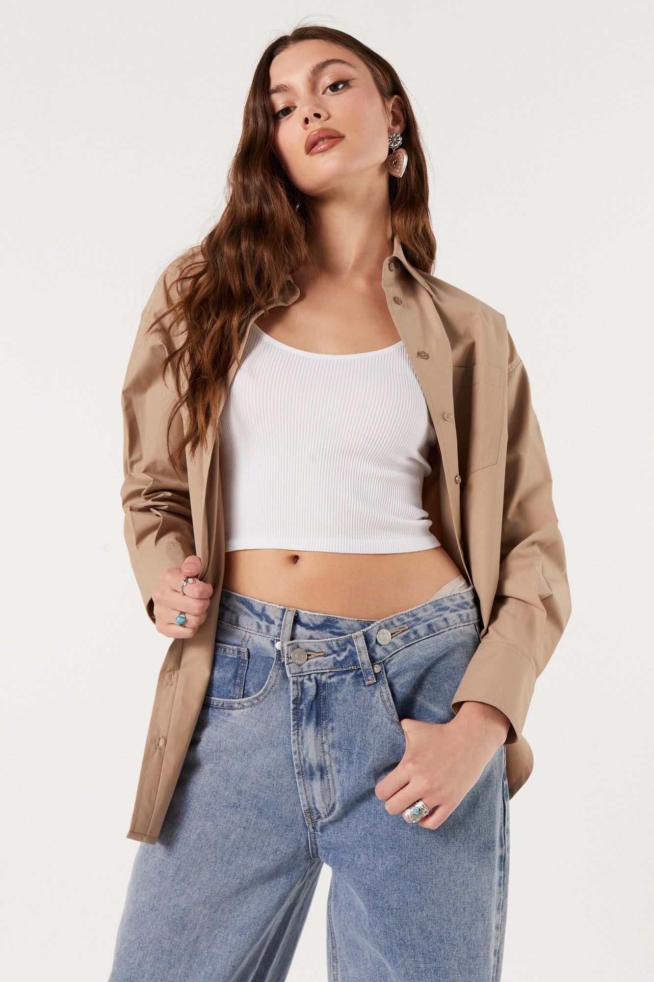 Poplin Oversized Button-Up Top sold by Urban Planet product image thumbnail 14