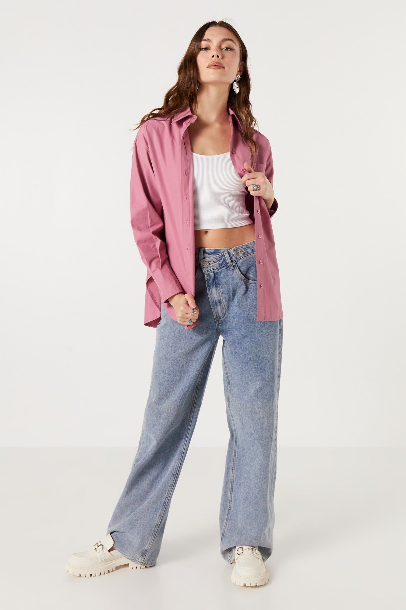 Poplin Oversized Button-Up Top sold by Urban Planet product image thumbnail 3