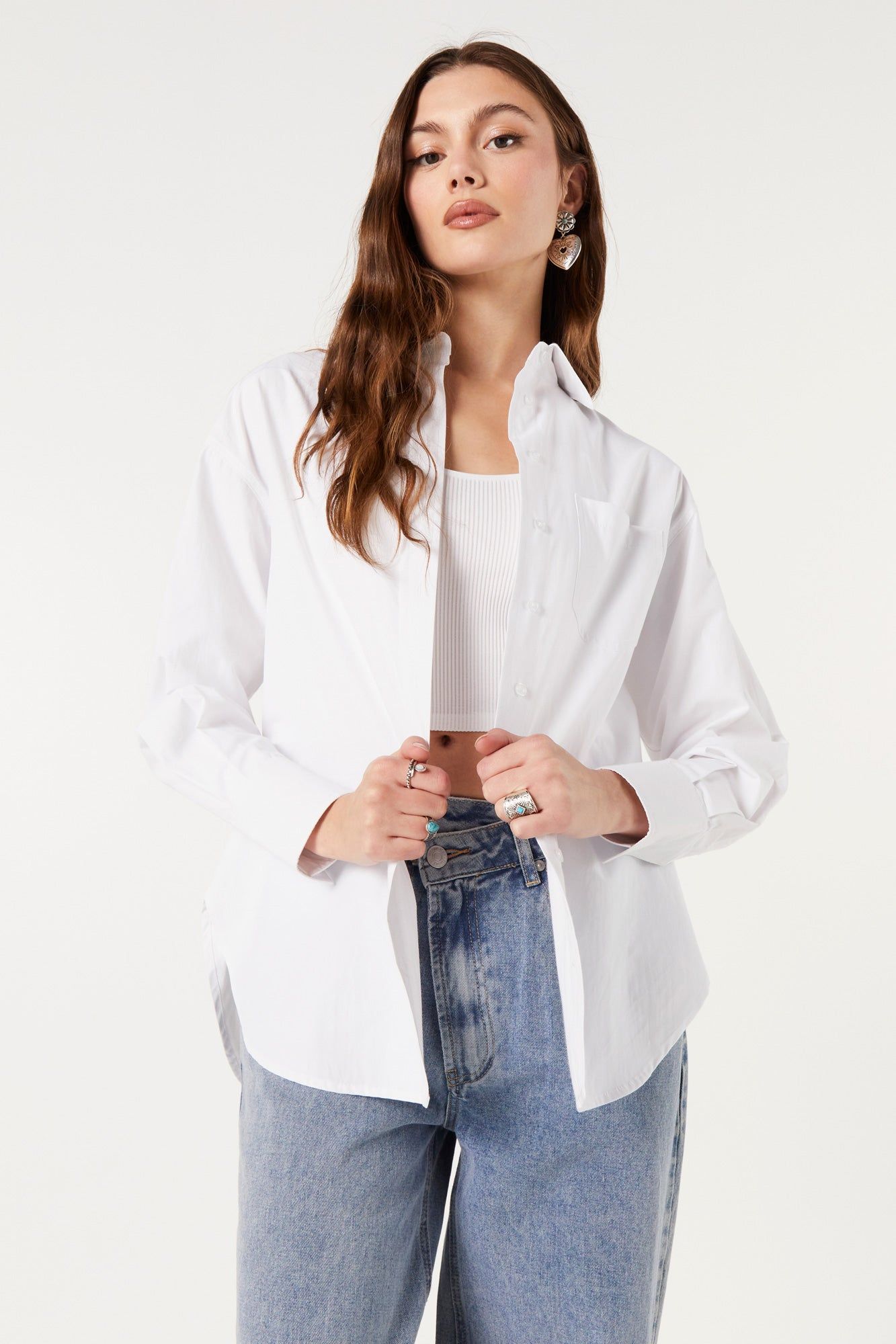 Poplin Oversized Button-Up Top sold by Urban Planet product image thumbnail 8