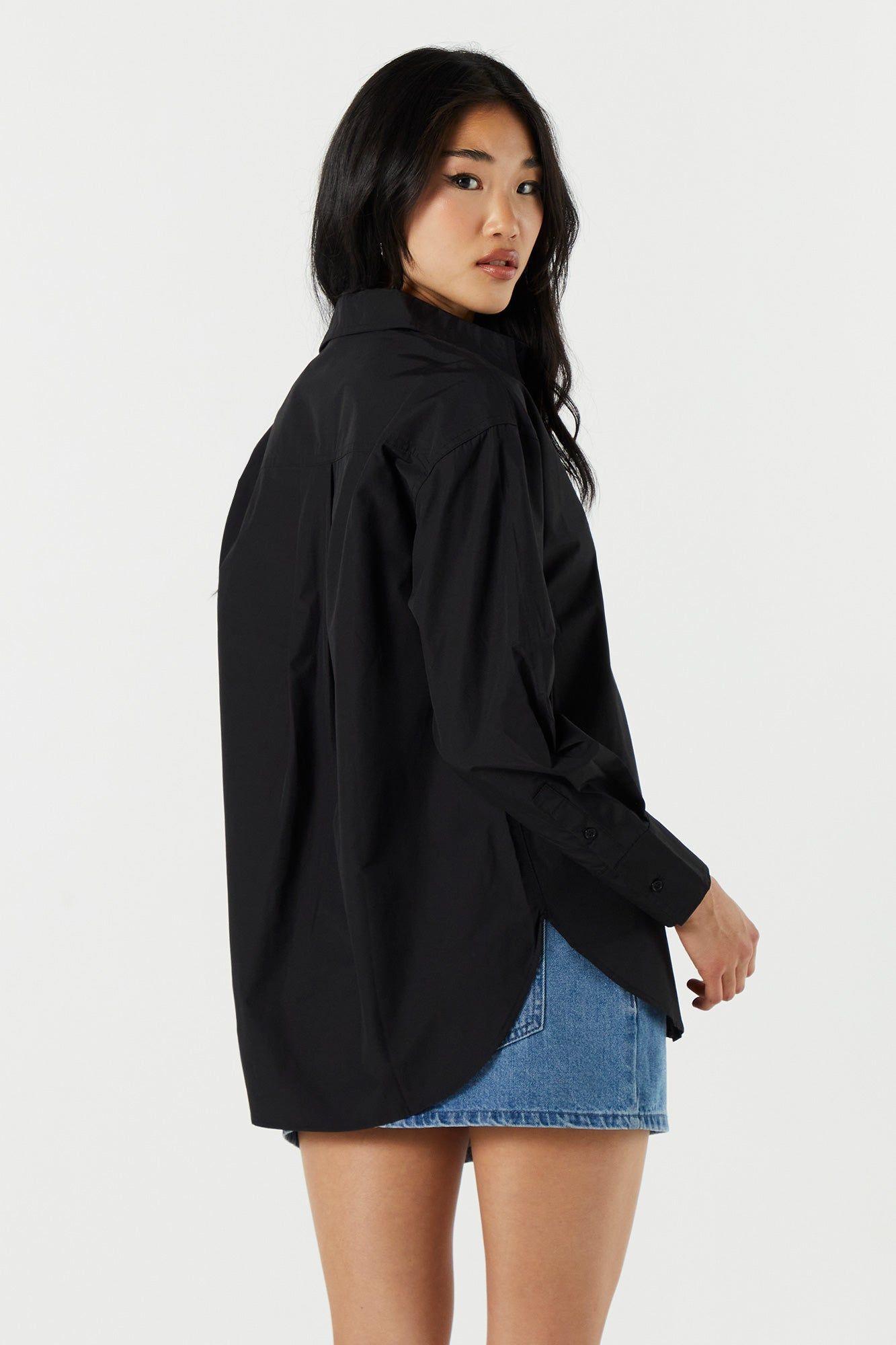 Poplin Oversized Button-Up Top sold by Urban Planet product image thumbnail 6