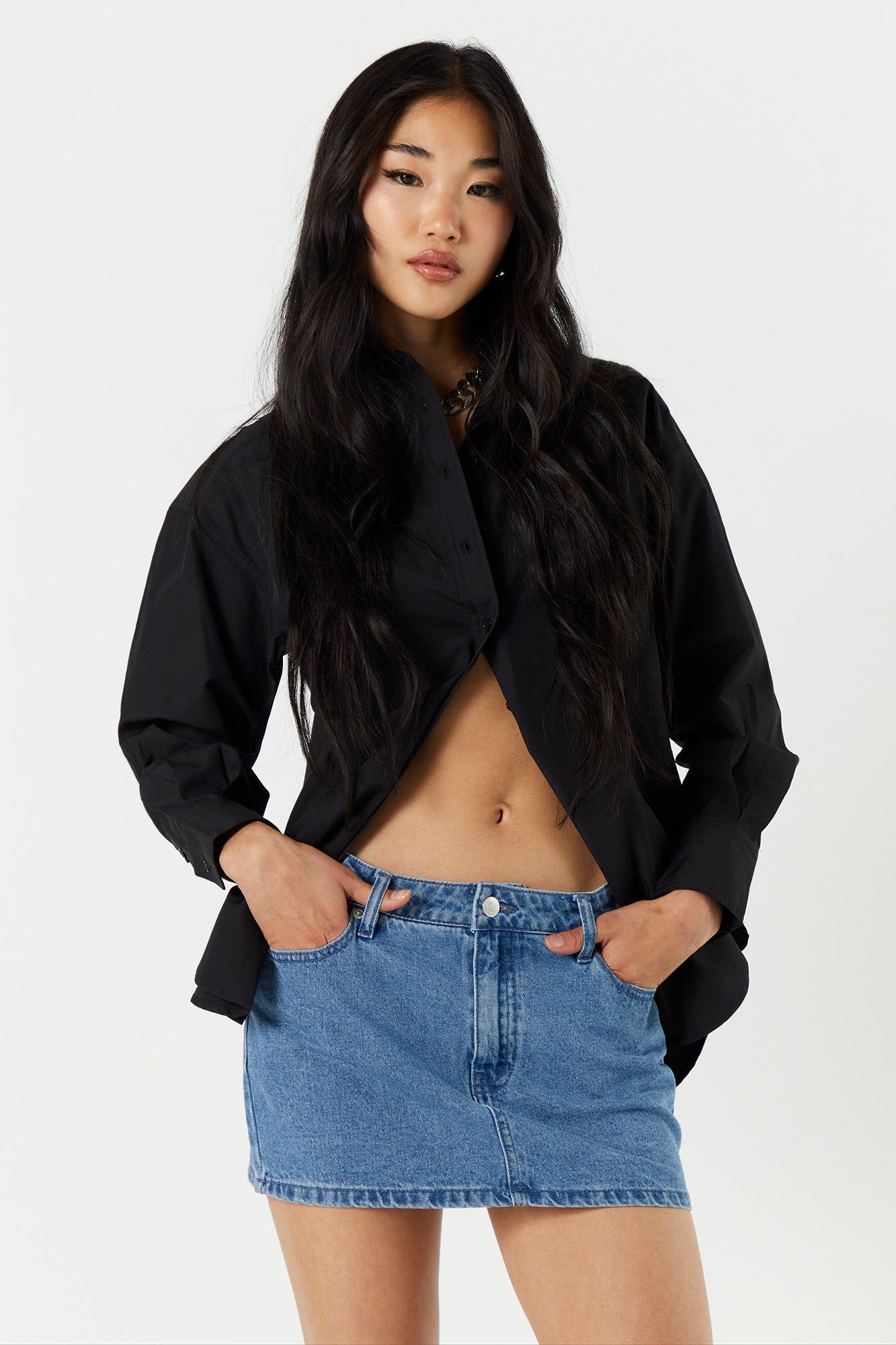 Poplin Oversized Button-Up Top sold by Urban Planet product image thumbnail 4
