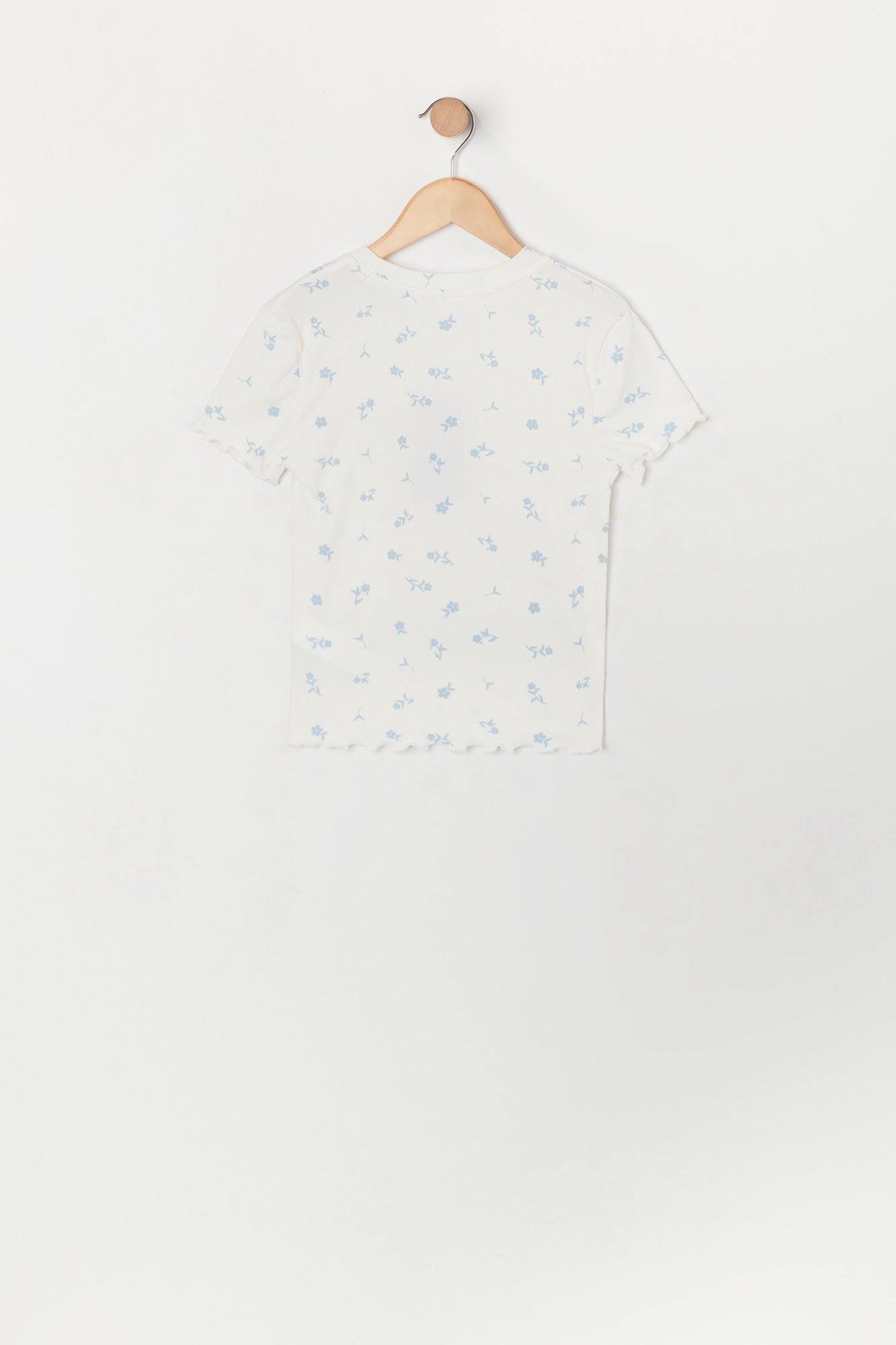 Girls Floral Print Lettuce Trim T-Shirt sold by Urban Planet product image thumbnail 2