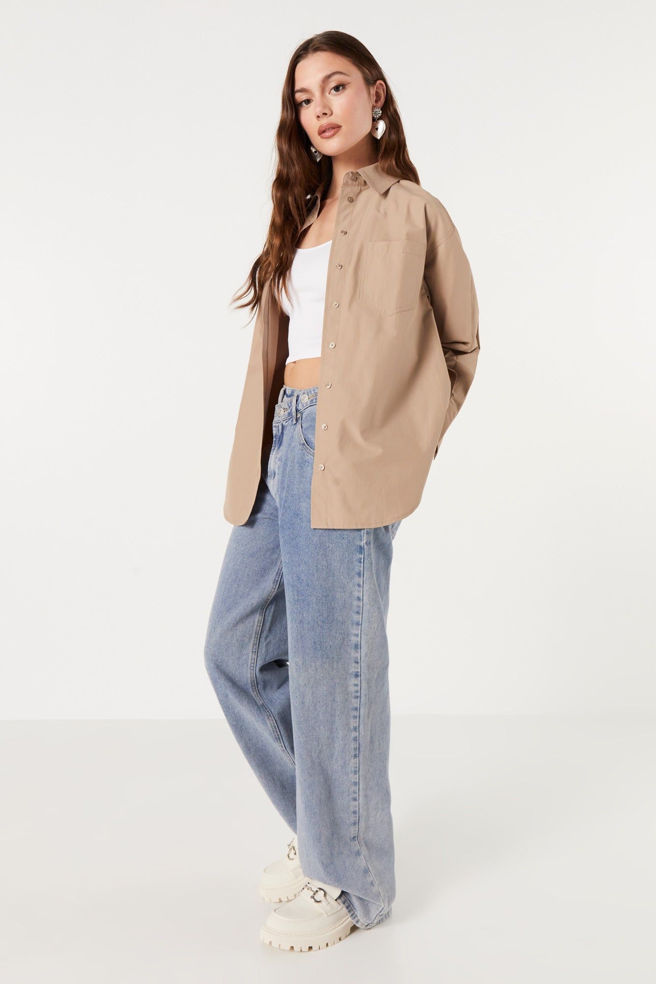 Poplin Oversized Button-Up Top sold by Urban Planet product image thumbnail 16