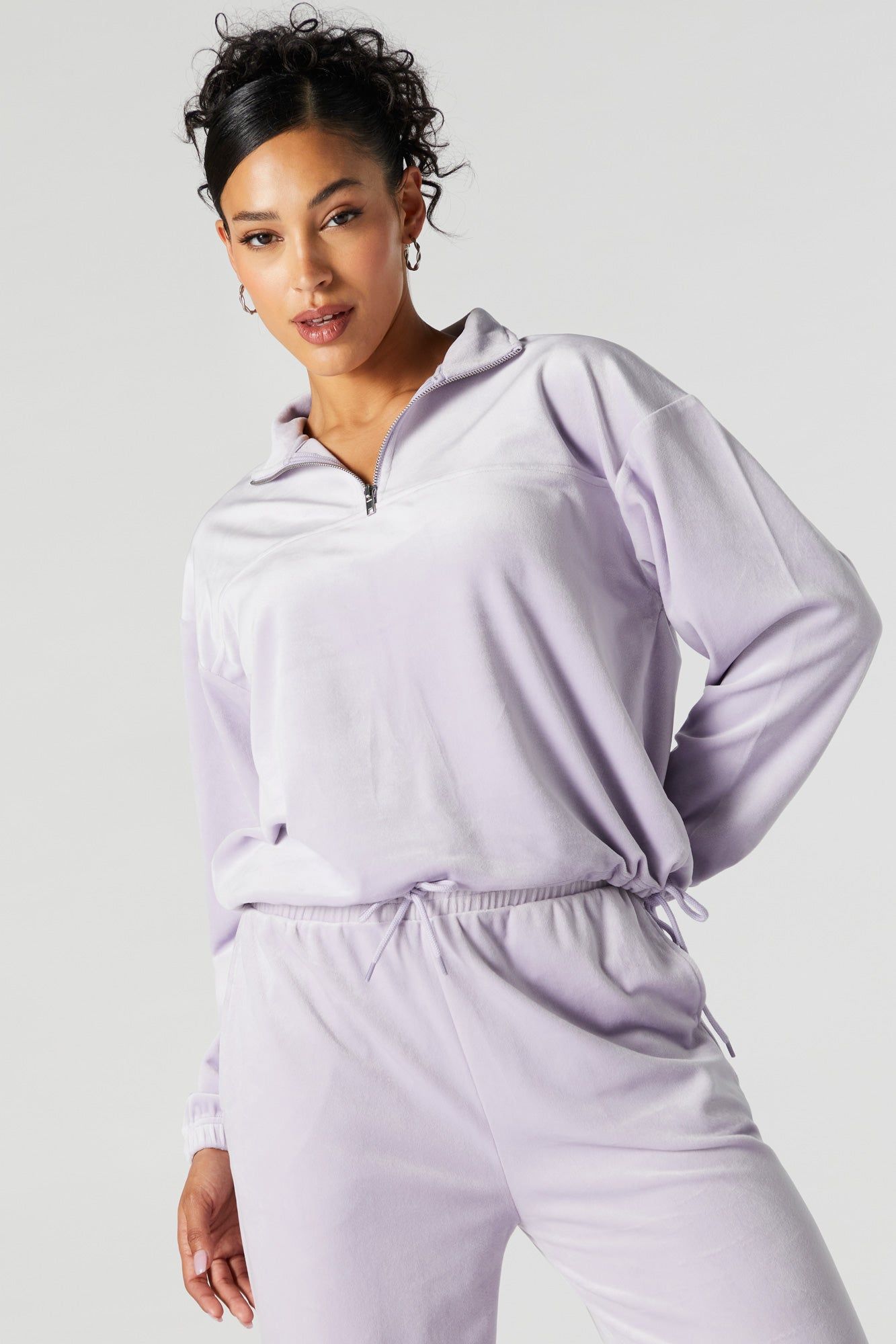 Velour Quarter Zip Sweatshirt sold by Urban Planet