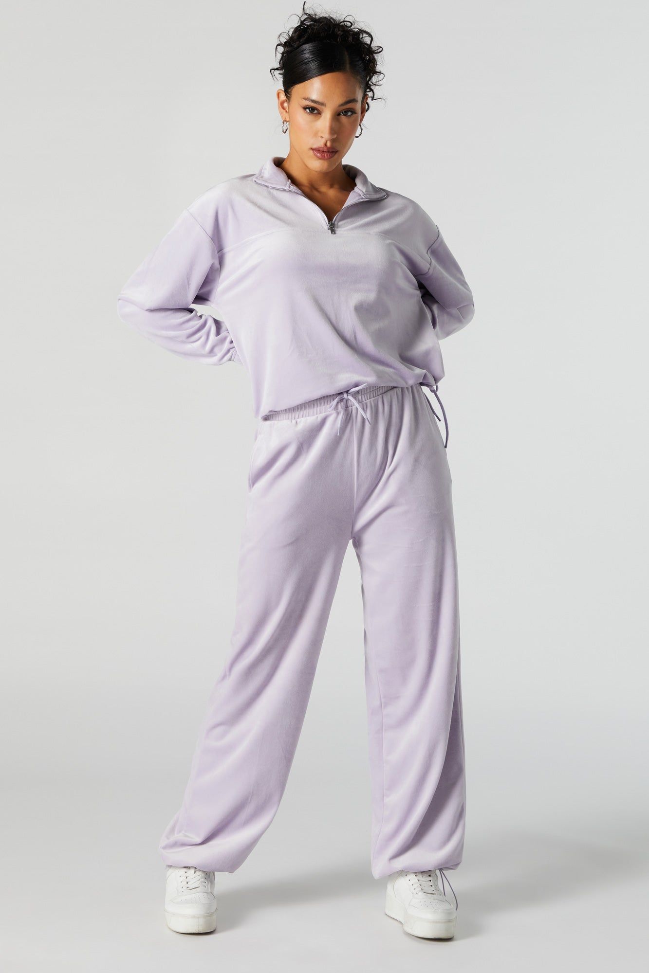 Velour Quarter Zip Sweatshirt sold by Urban Planet product image thumbnail 3