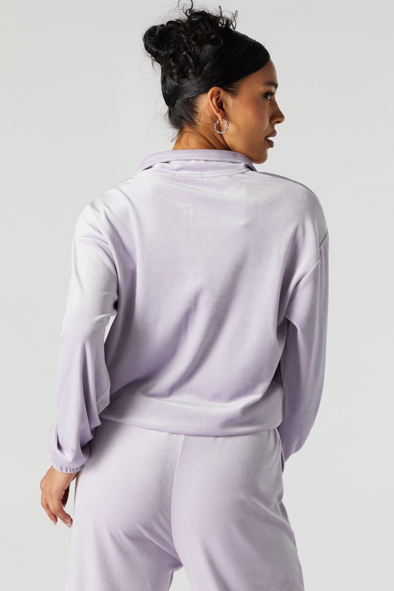 Velour Quarter Zip Sweatshirt sold by Urban Planet product image thumbnail 2