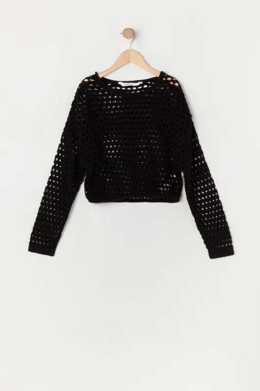 Girls Open Knit Long Sleeve Top sold by Urban Planet