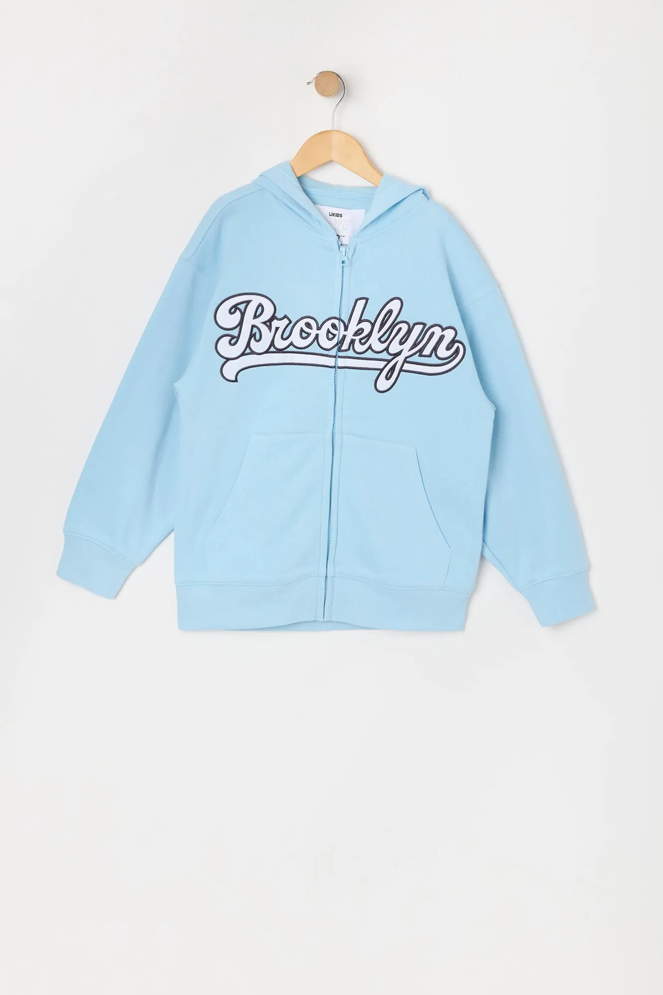 Girls Brooklyn Embroidered Zip-Up Fleece Hoodie sold by Urban Planet