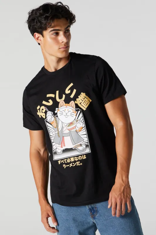 Noodle Cat Graphic T-Shirt sold by Urban Planet