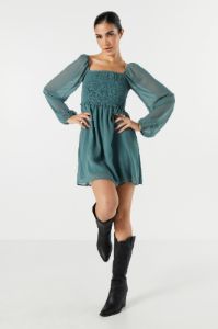 Smocked Long Sleeve Mini Dress sold by Urban Planet