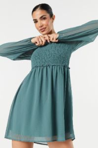 Smocked Long Sleeve Mini Dress sold by Urban Planet