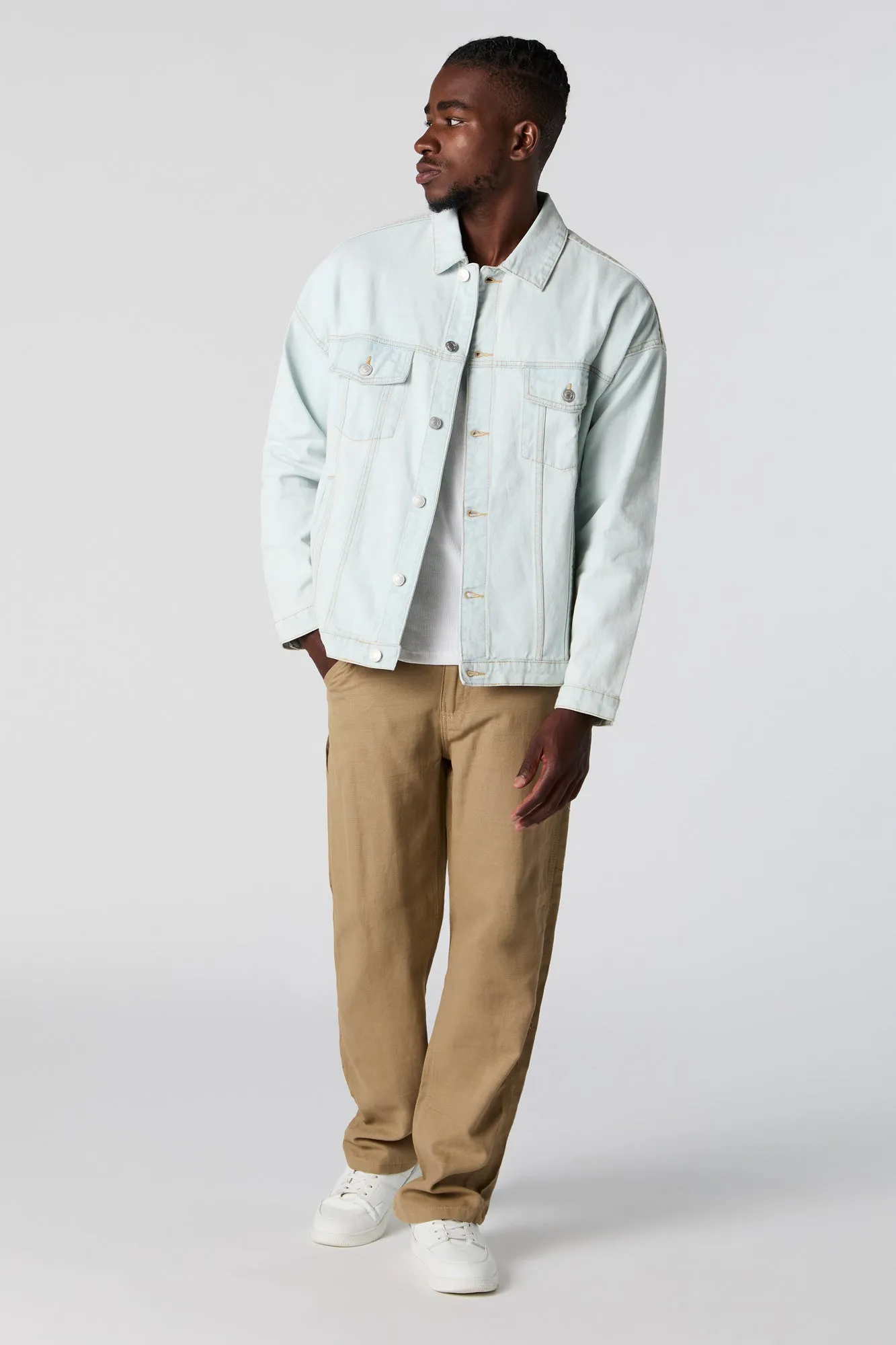 Acid Wash Denim Trucker Jacket sold by Urban Planet product image thumbnail 3