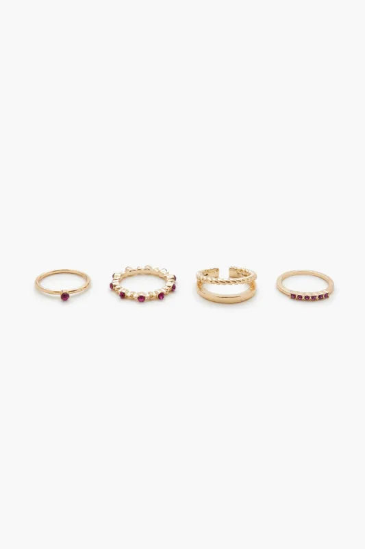 Faux Gemstone Ring Set (4 Pcs) sold by Urban Planet