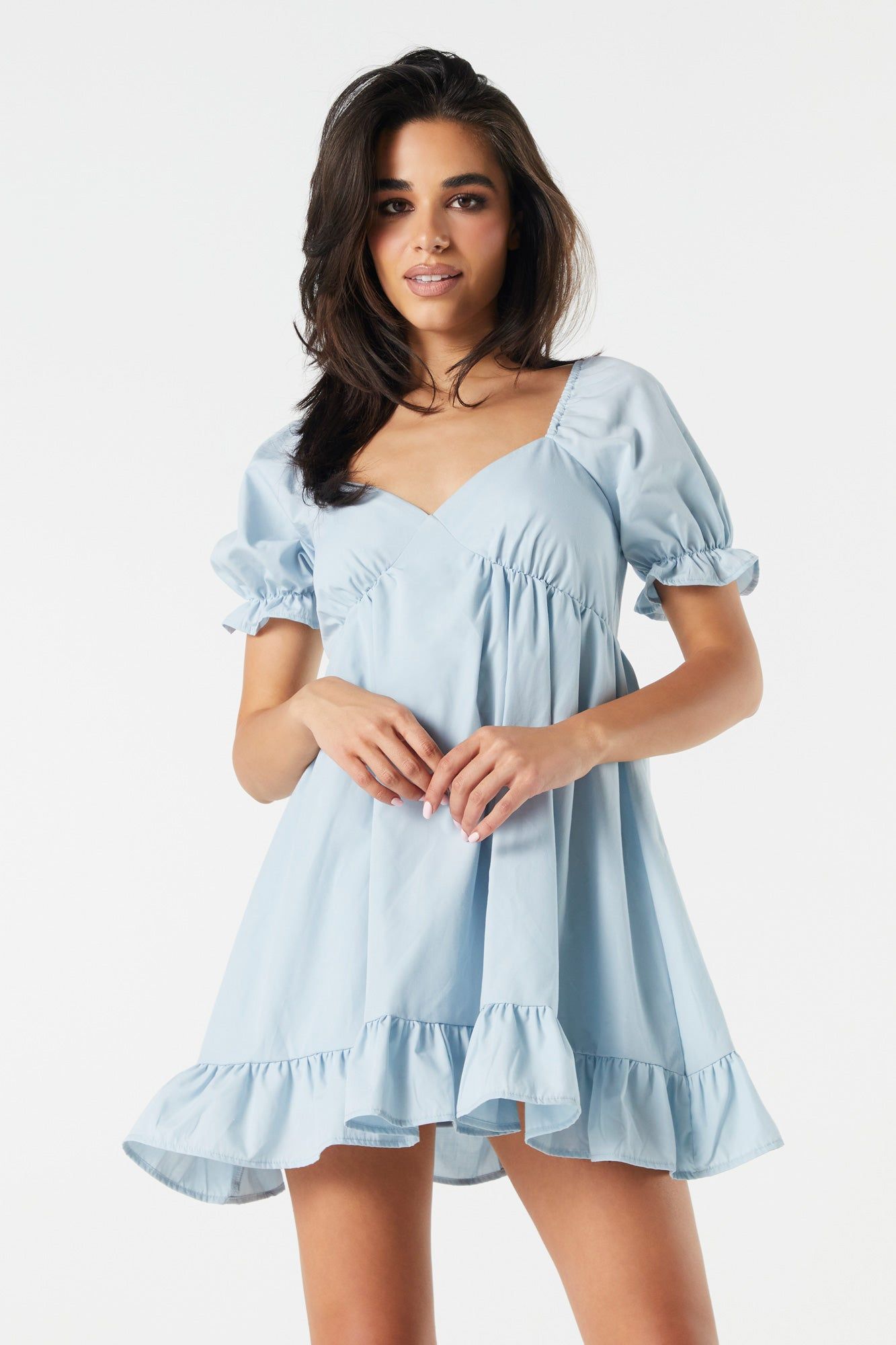 Puff Sleeve Babydoll Mini Dress sold by Urban Planet