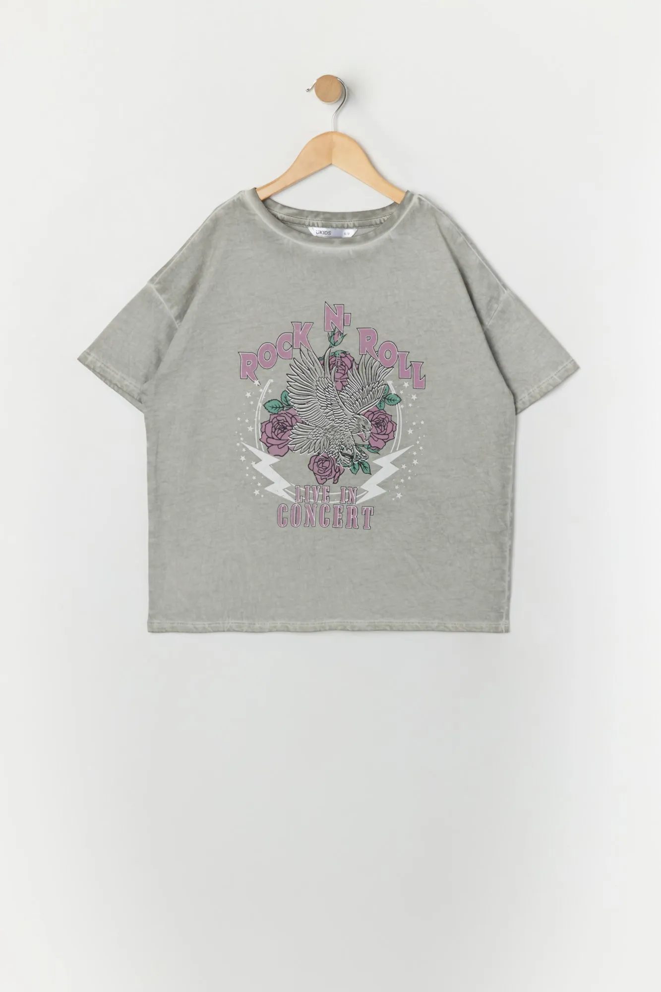 T-shirt surdimensionné délavé à imprimé Rock n Roll pour fille sold by Urban Planet