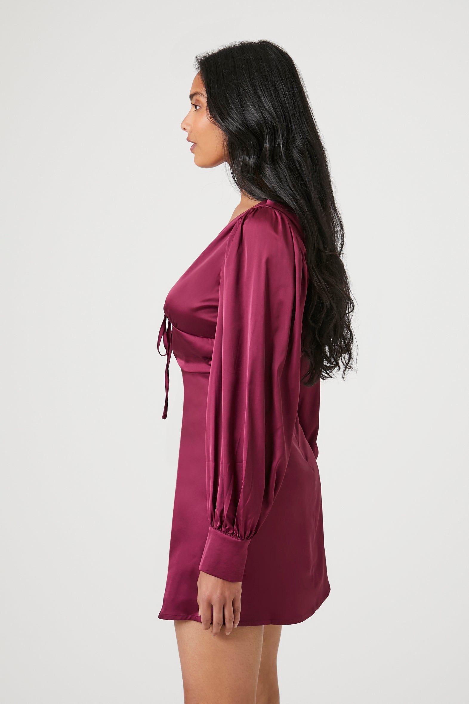 Plunging Satin Tie-Front Mini Dress sold by Urban Planet product image thumbnail 3