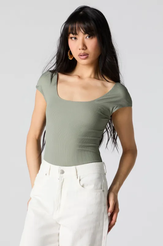 Contour Ribbed Cap Sleeve Bodysuit sold by Urban Planet