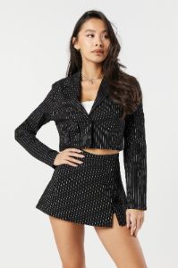 Striped Twill Side Slit Mini Skort sold by Urban Planet