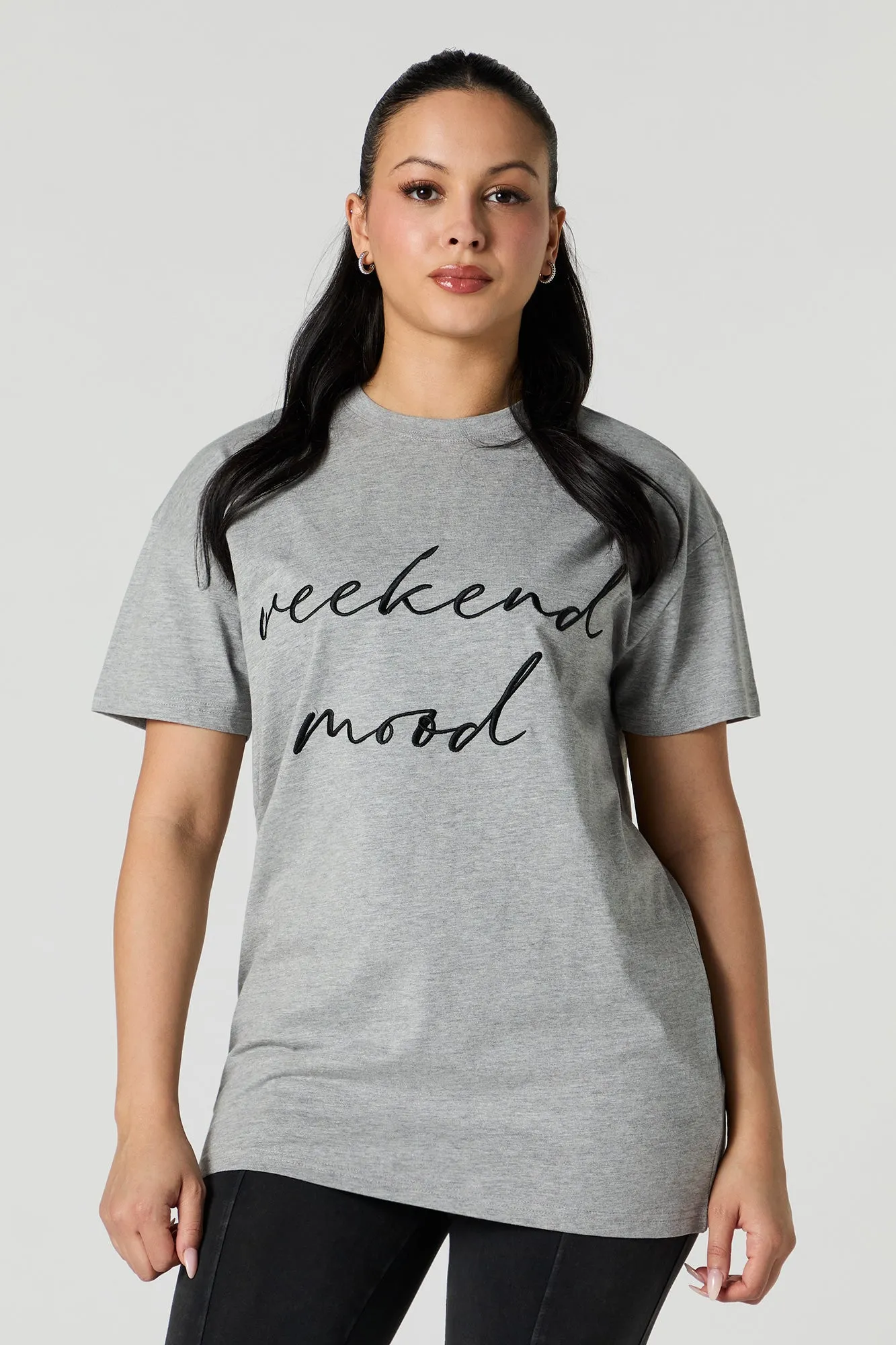 T-shirt tunique avec motif brodé Weekend Mood sold by Urban Planet