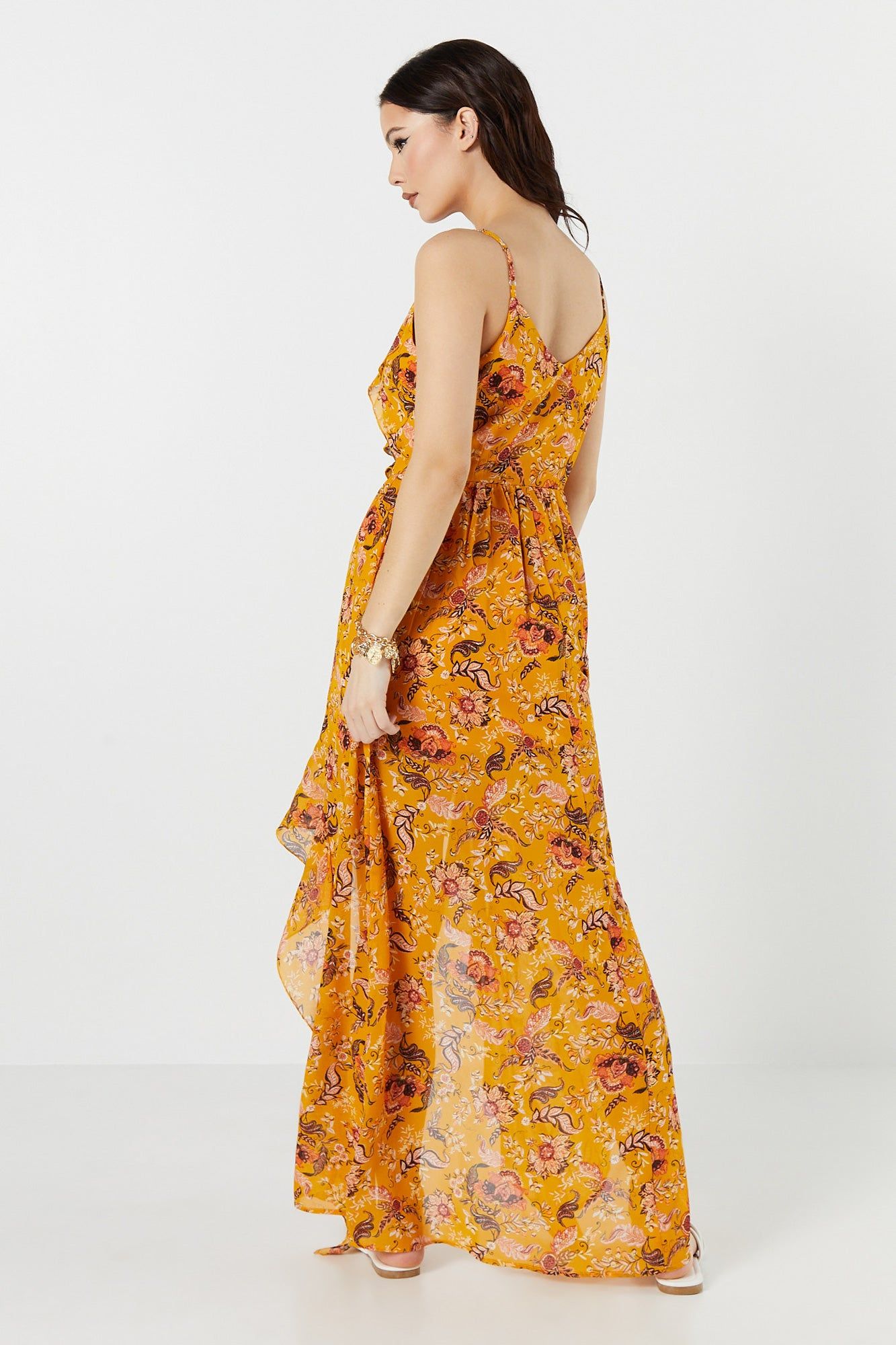 Robe maxi asymértique fleurie en chiffon sold by Urban Planet product image thumbnail 2
