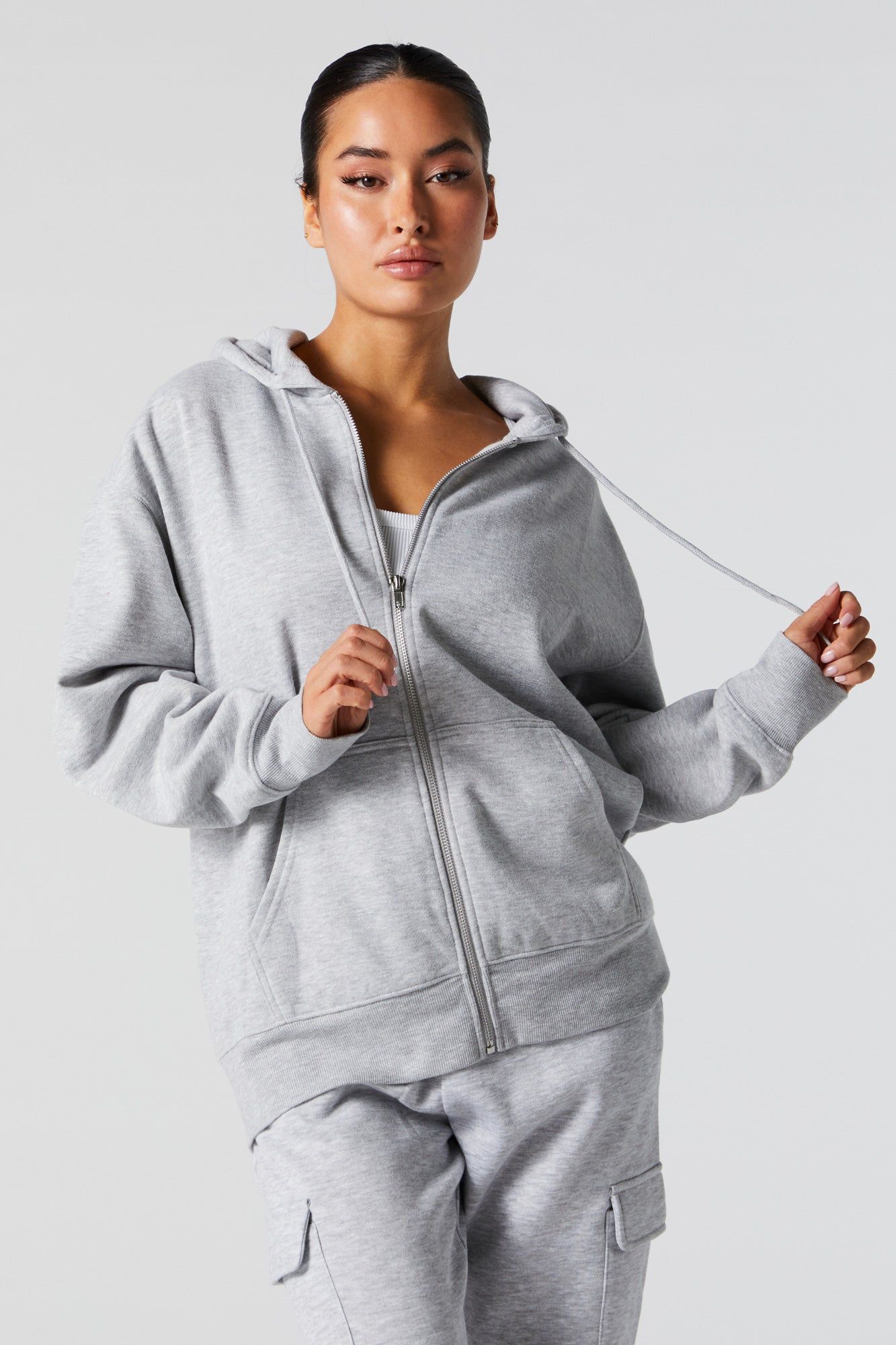 Oversized Soft Fleece Zip-Up Hoodie sold by Urban Planet product image thumbnail 4
