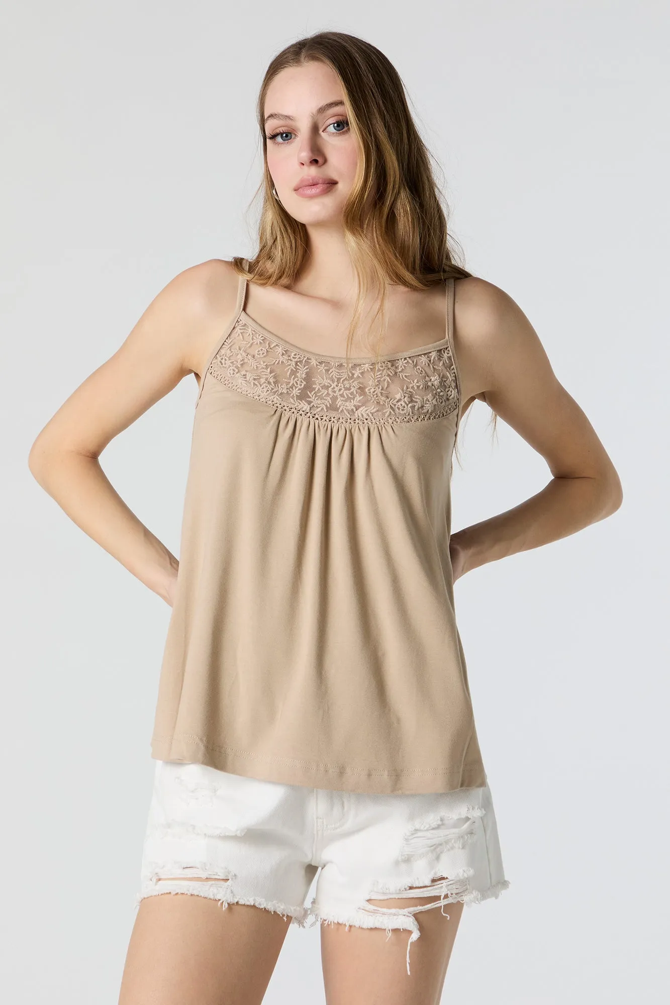 Lace Trim Tank Top sold by Urban Planet