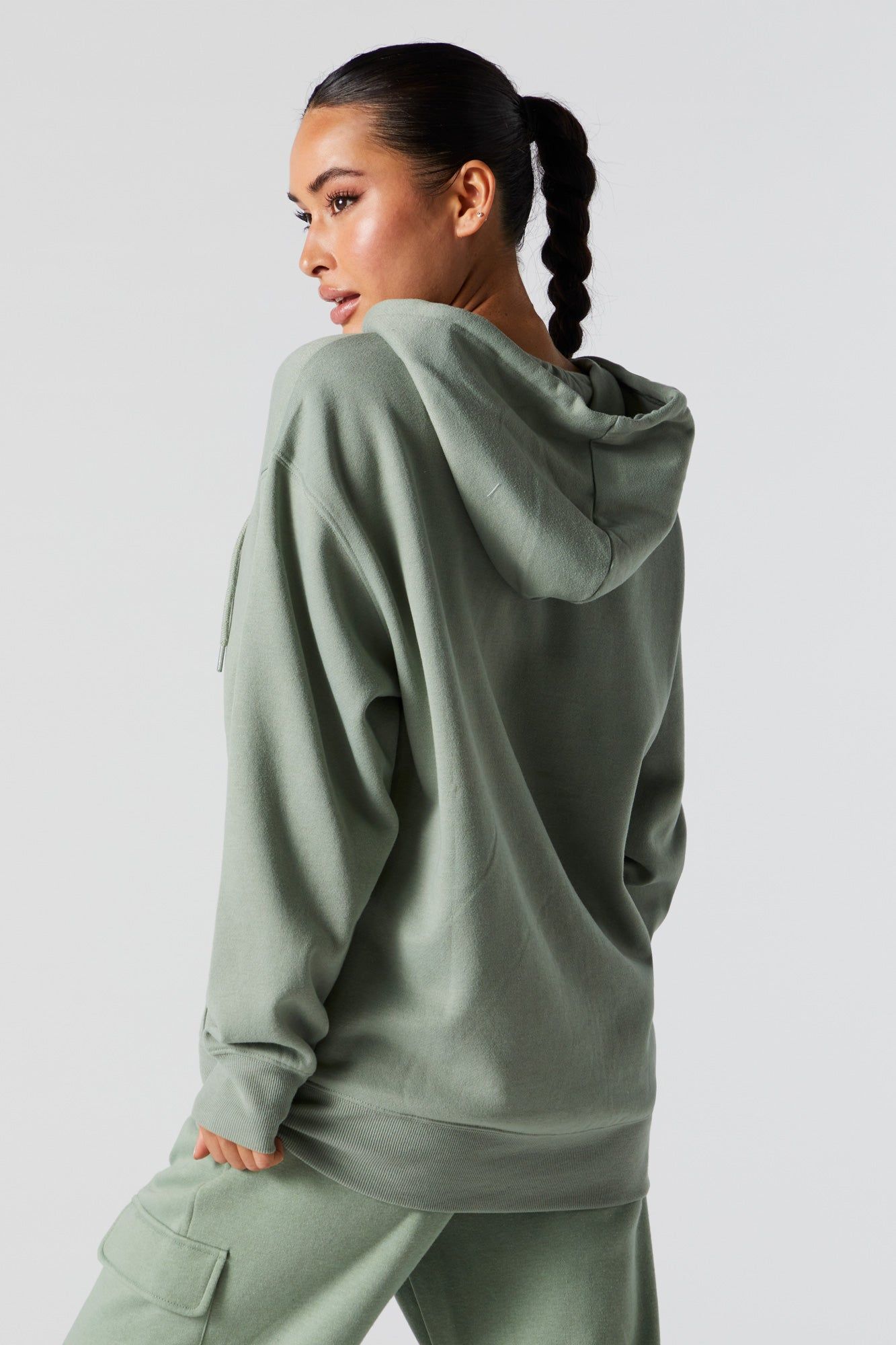Oversized Soft Fleece Zip-Up Hoodie sold by Urban Planet product image thumbnail 2