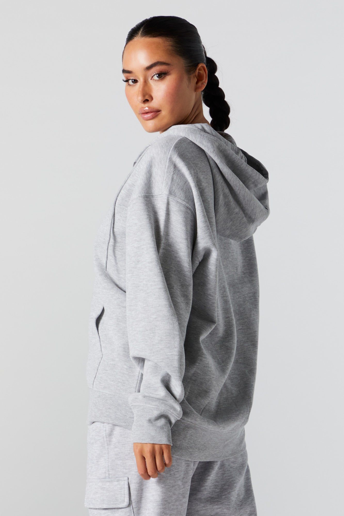 Oversized Soft Fleece Zip-Up Hoodie sold by Urban Planet product image thumbnail 5