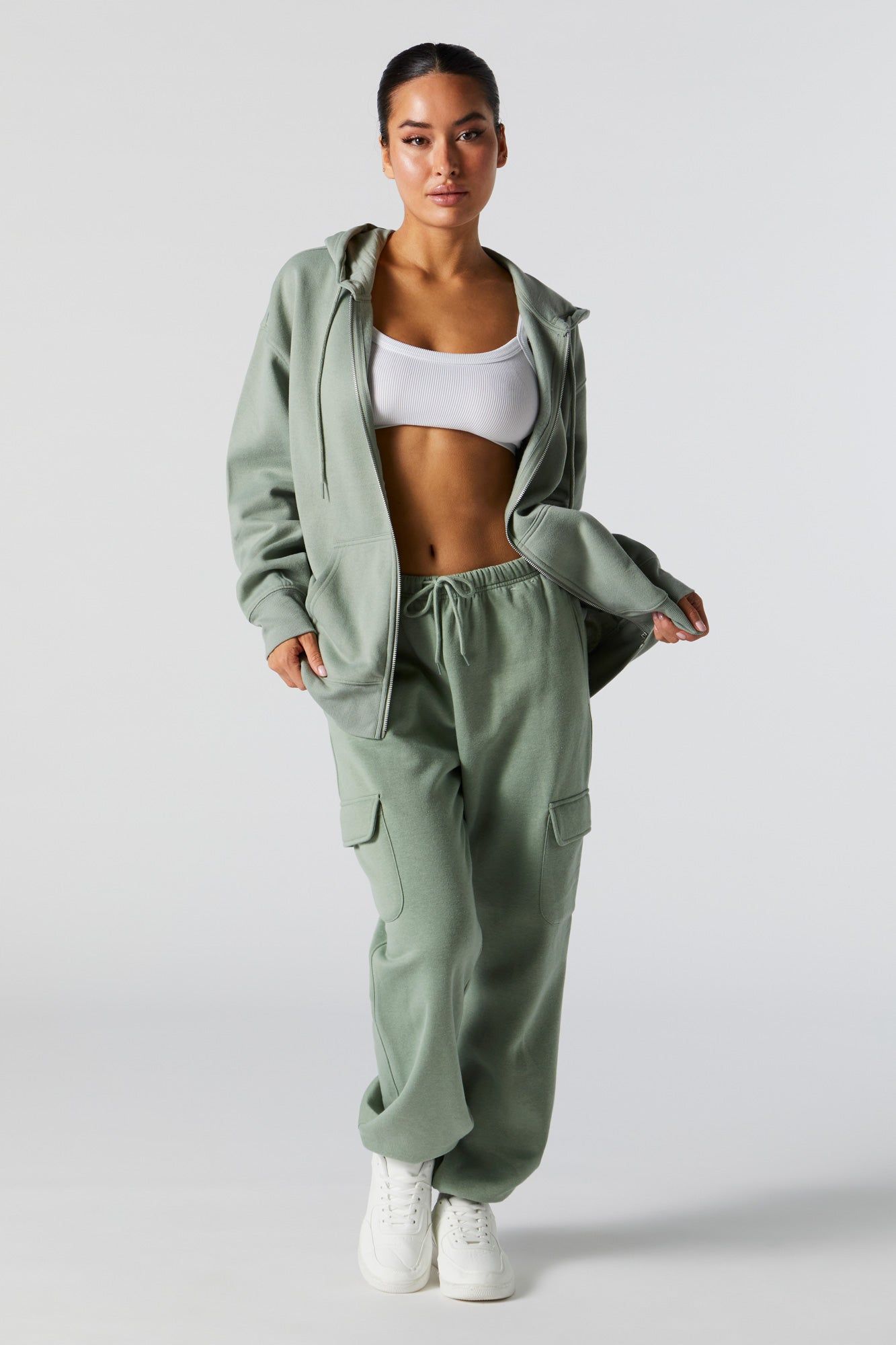 Oversized Soft Fleece Zip-Up Hoodie sold by Urban Planet product image thumbnail 3