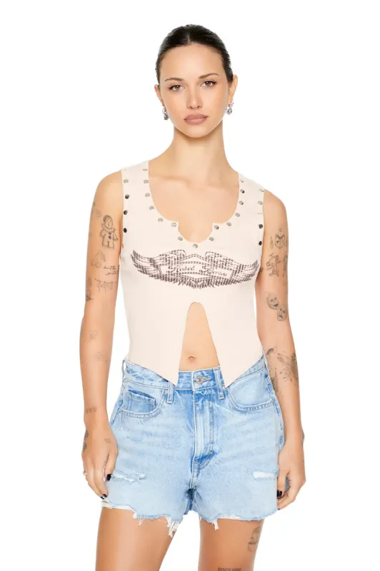 Angel Wing Graphic Studded Split Tank sold by Urban Planet