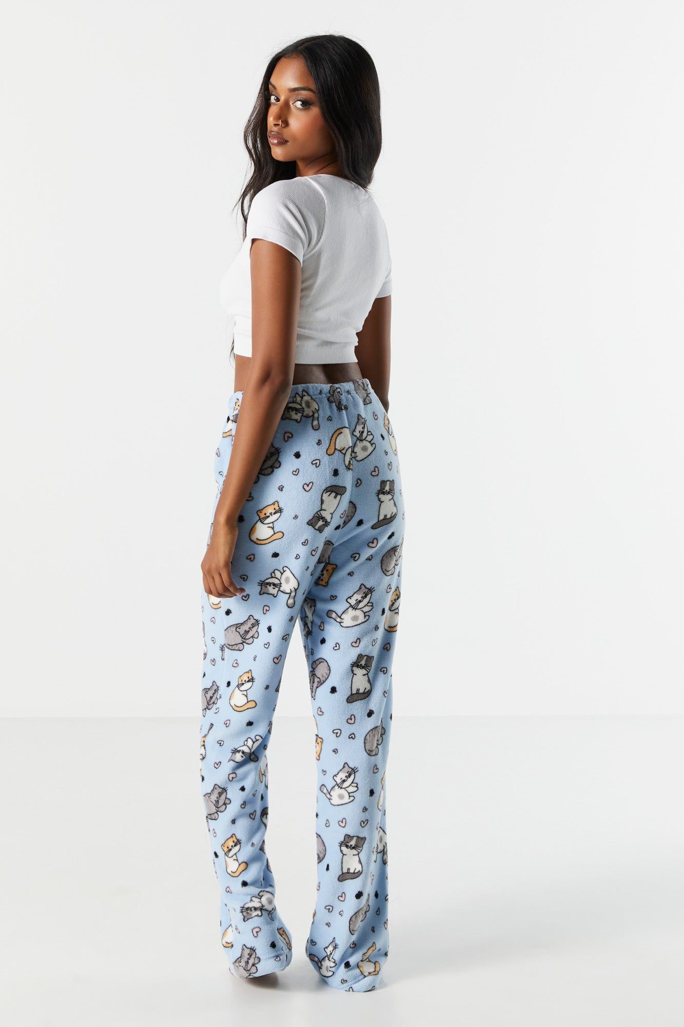 Kitten Print Plush Pajama Pant sold by Urban Planet product image thumbnail 3