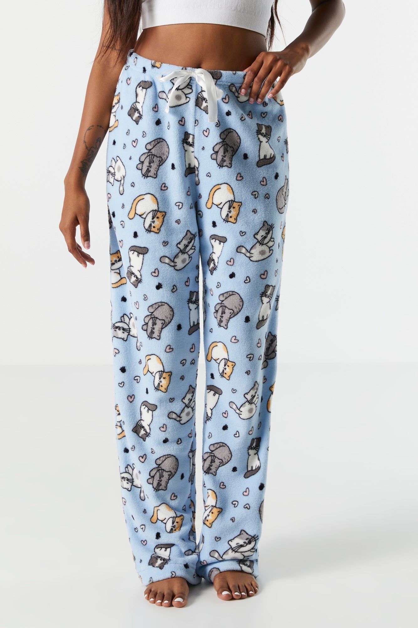 Kitten Print Plush Pajama Pant sold by Urban Planet product image thumbnail 2