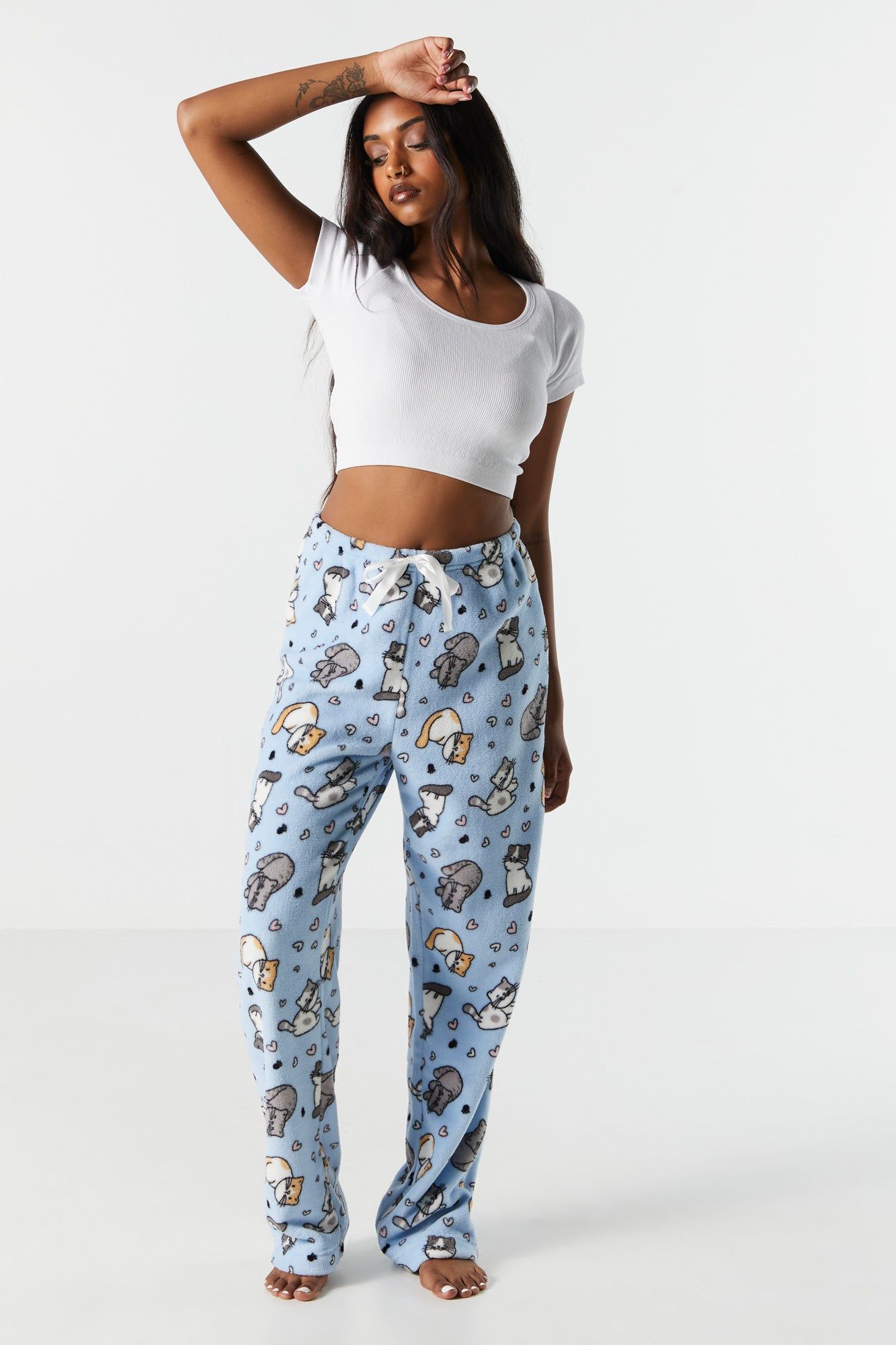 Kitten Print Plush Pajama Pant sold by Urban Planet