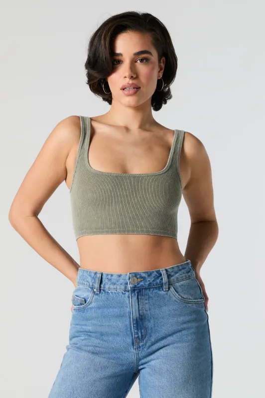 Ribbed Square Neck Ultra Cropped Tank sold by Urban Planet