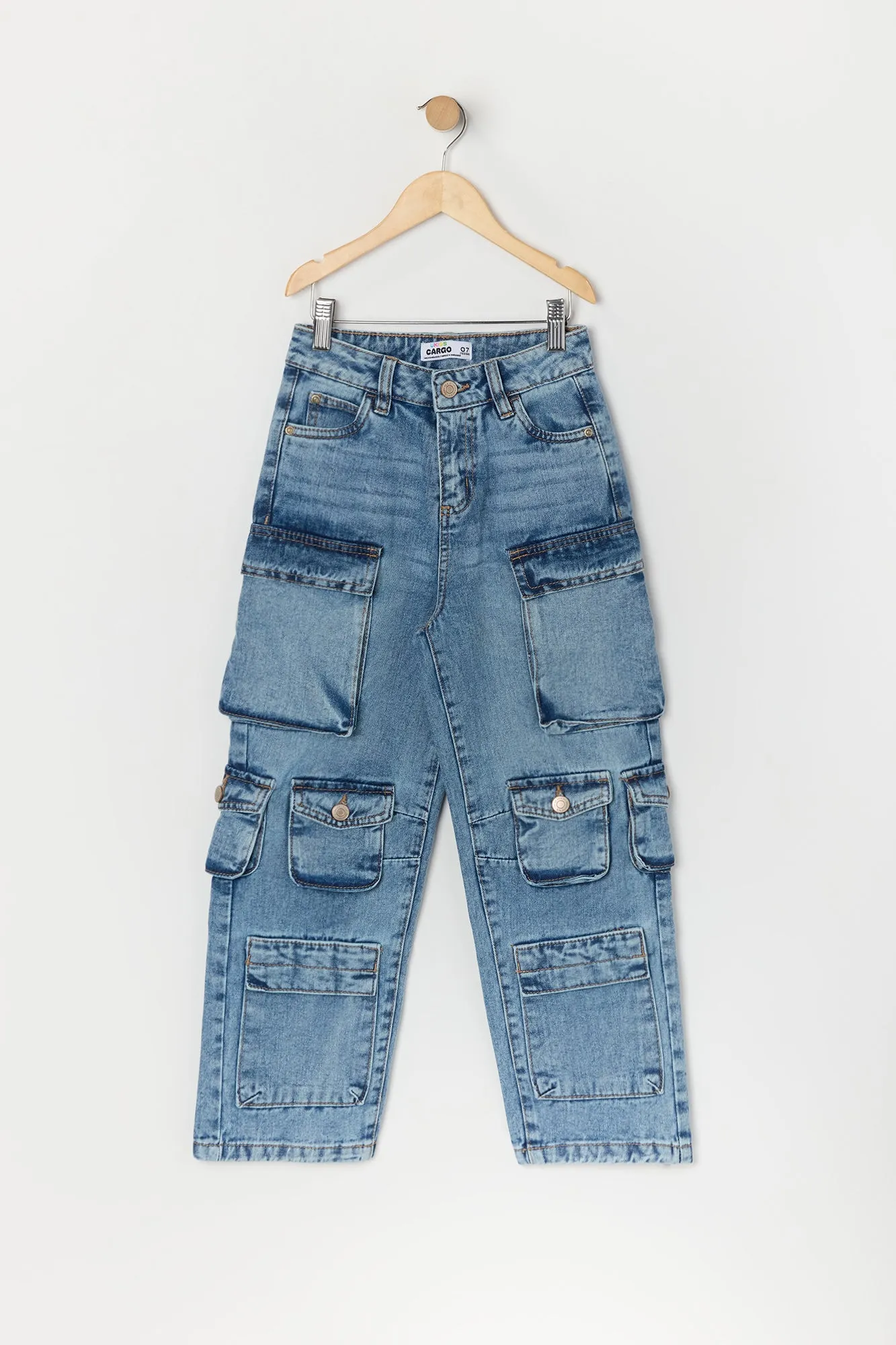 Jean cargo à jambe large avec poches multiples pour fille sold by Urban Planet product image thumbnail 3