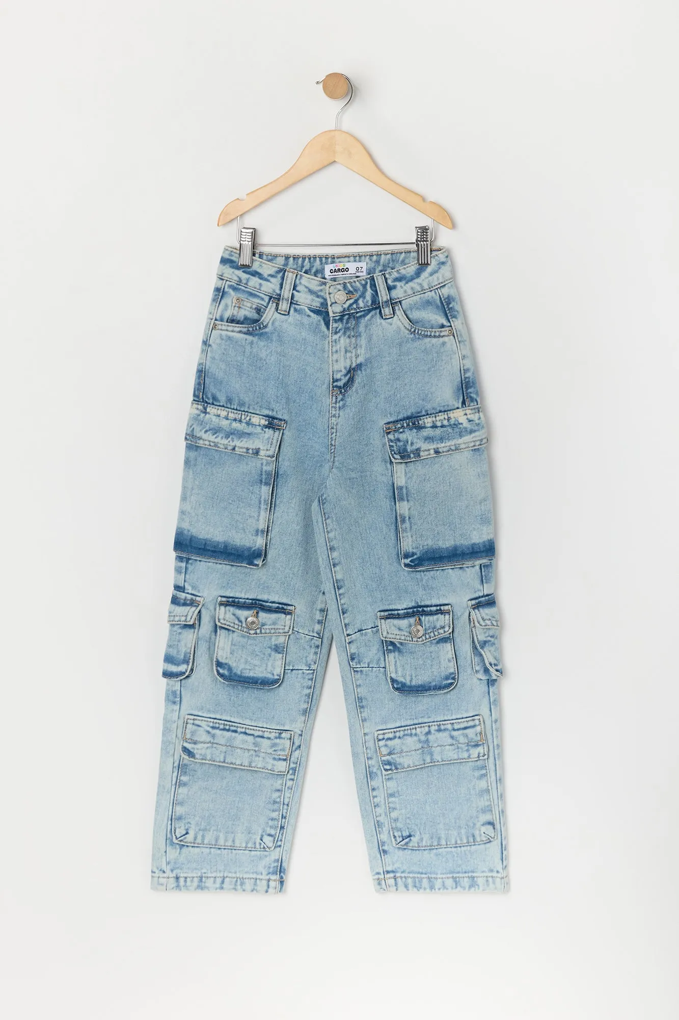 Jean cargo à jambe large avec poches multiples pour fille sold by Urban Planet