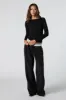 Haut en tricot côtelé à manches longues avec col montant sold by Urban Planet