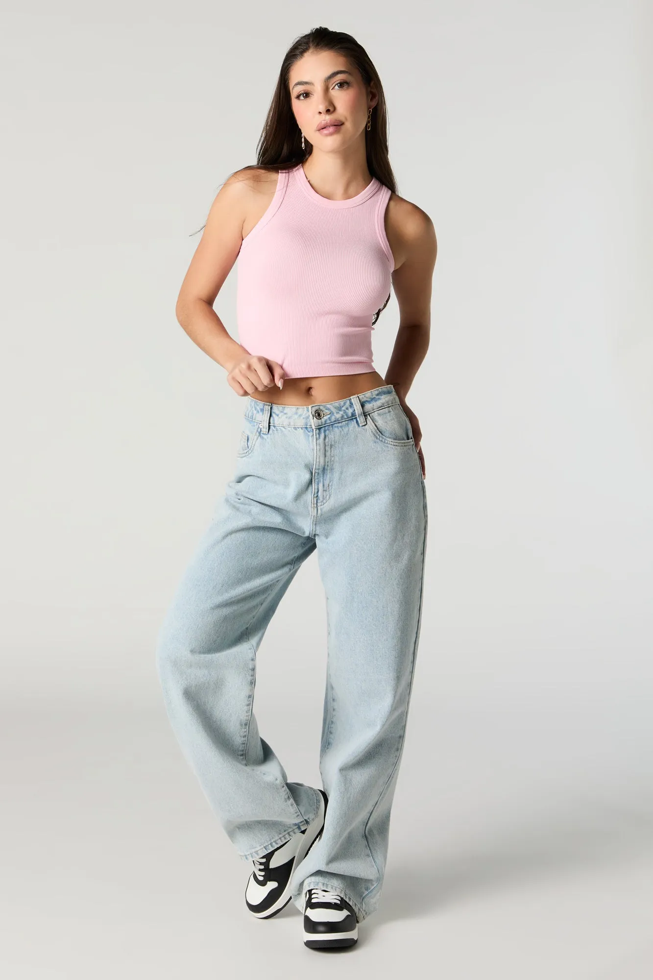 Seamless Ribbed Crewneck Cropped Tank sold by Urban Planet product image thumbnail 3