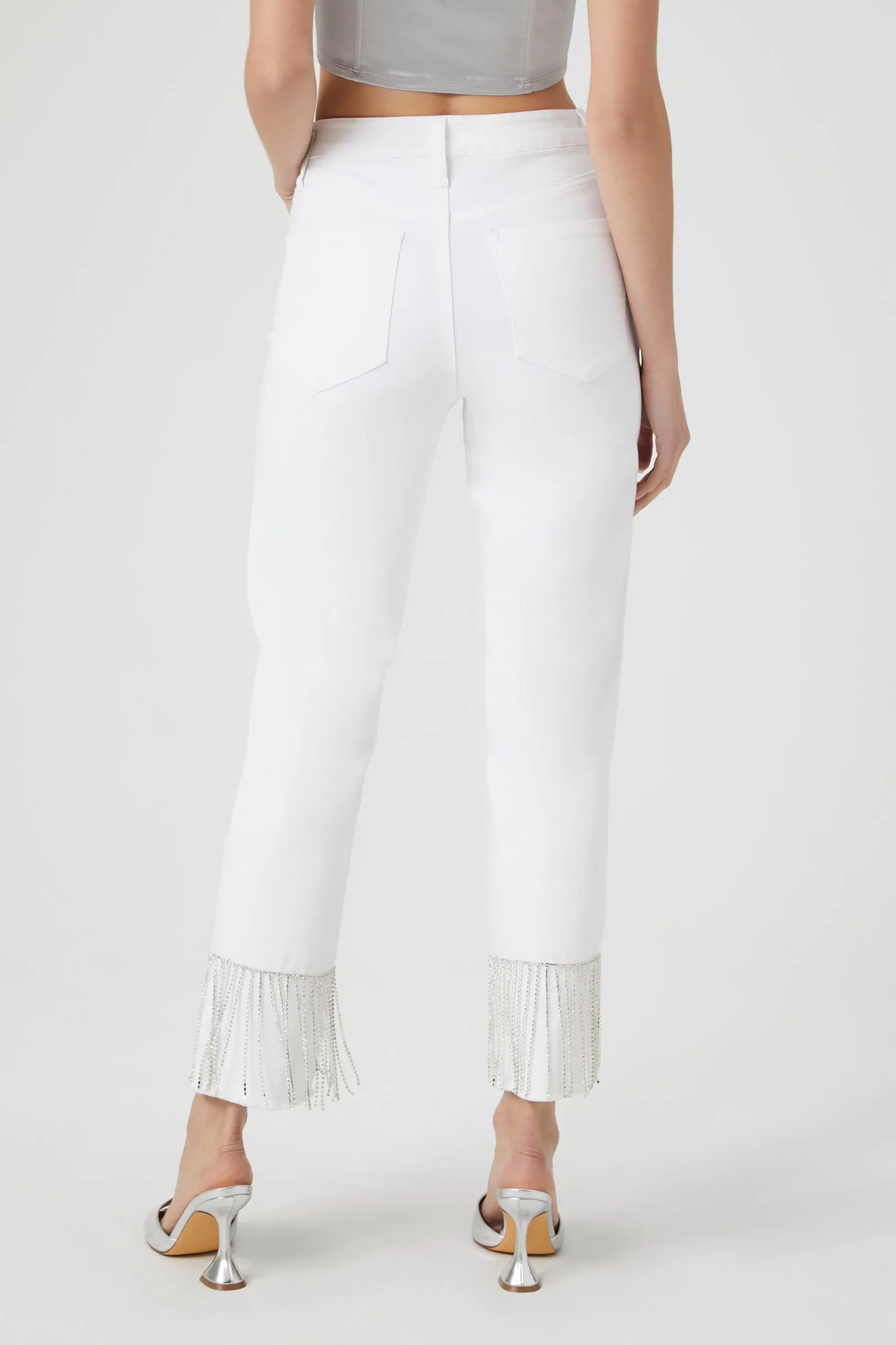 Jean à jambe droite avec franges et pierres du Rhin sold by Urban Planet product image thumbnail 4