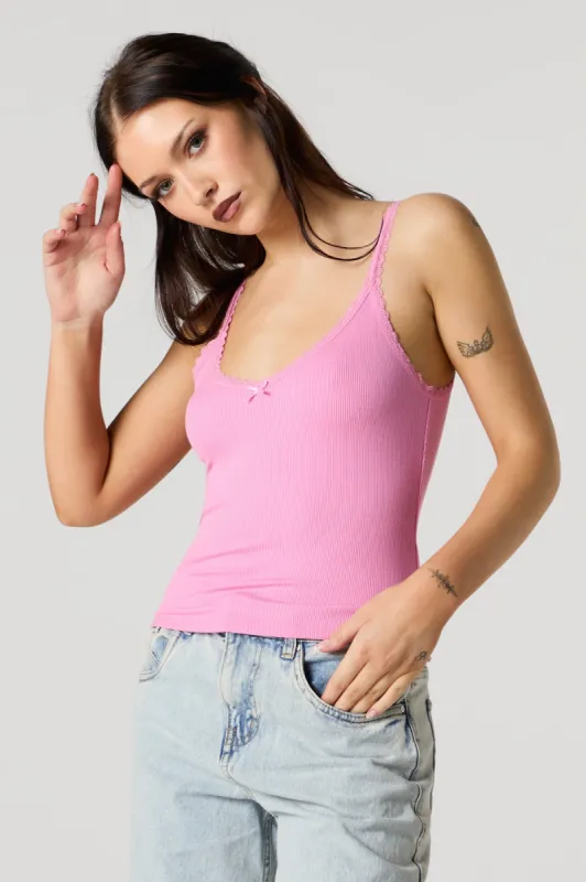 Ribbed Lace Trim Skimmer Tank sold by Urban Planet