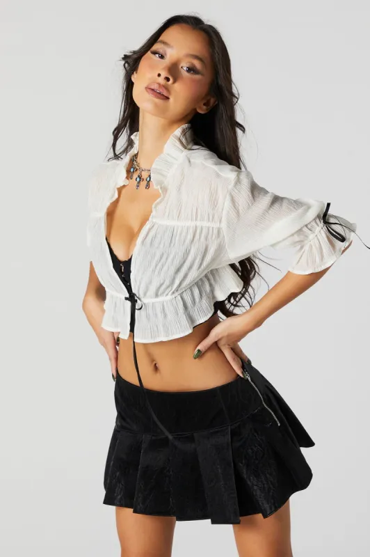 Haut court froissé avec col et attache sold by Urban Planet