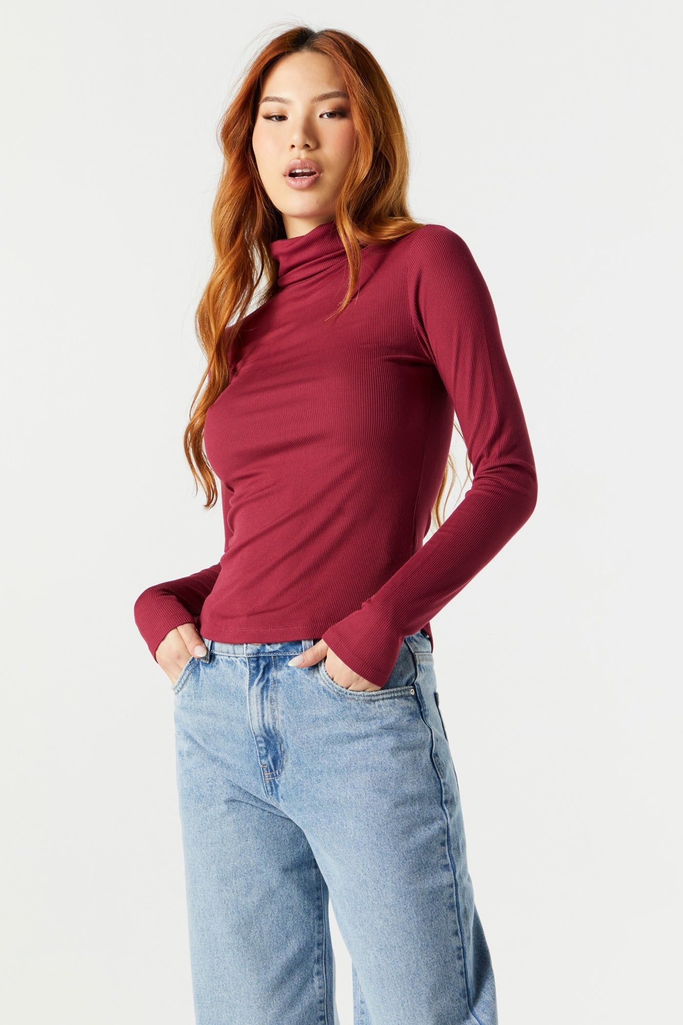 Solid Ribbed Long Sleeve Turtleneck sold by Urban Planet product image thumbnail 10