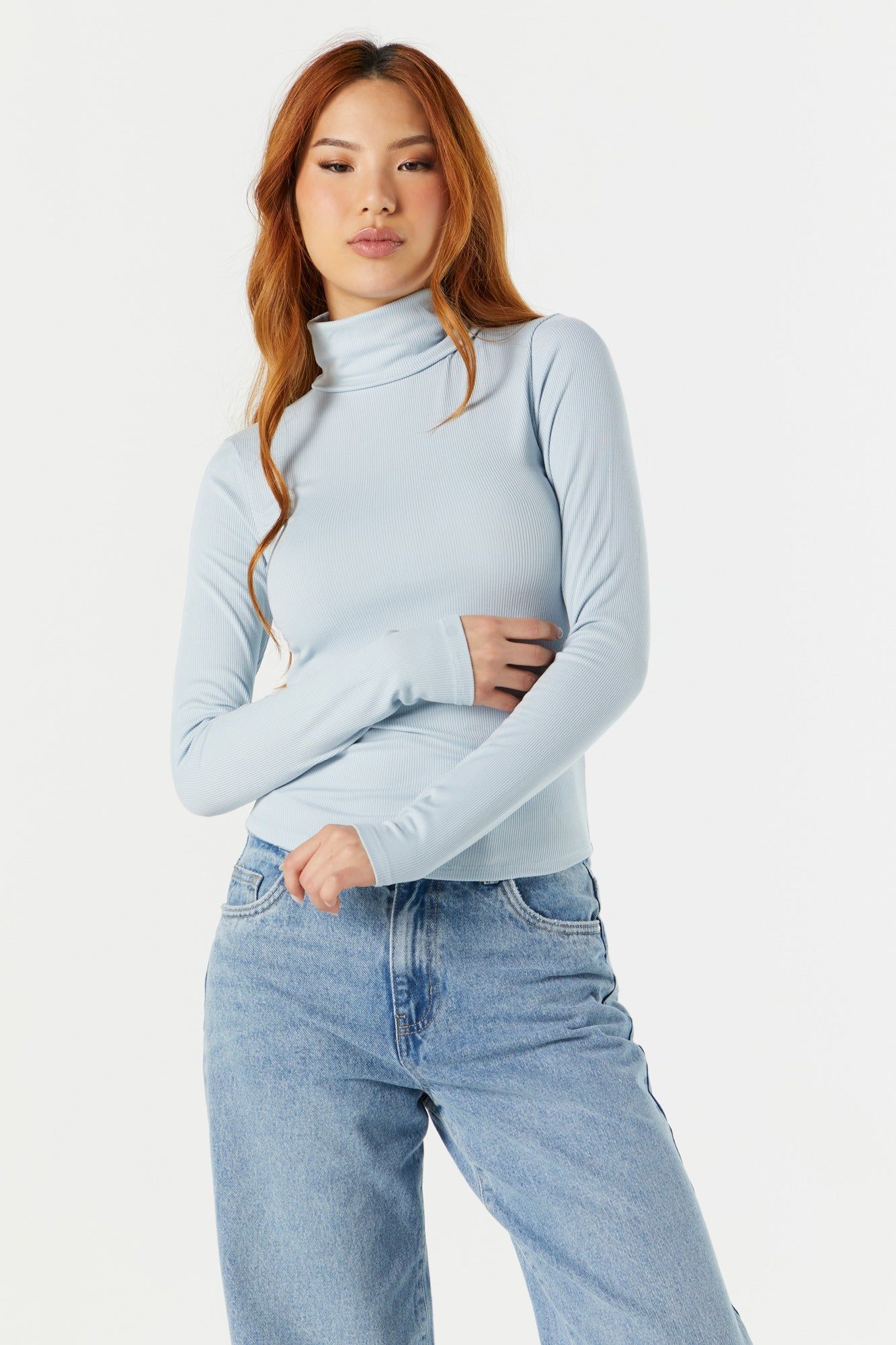 Solid Ribbed Long Sleeve Turtleneck sold by Urban Planet product image thumbnail 4
