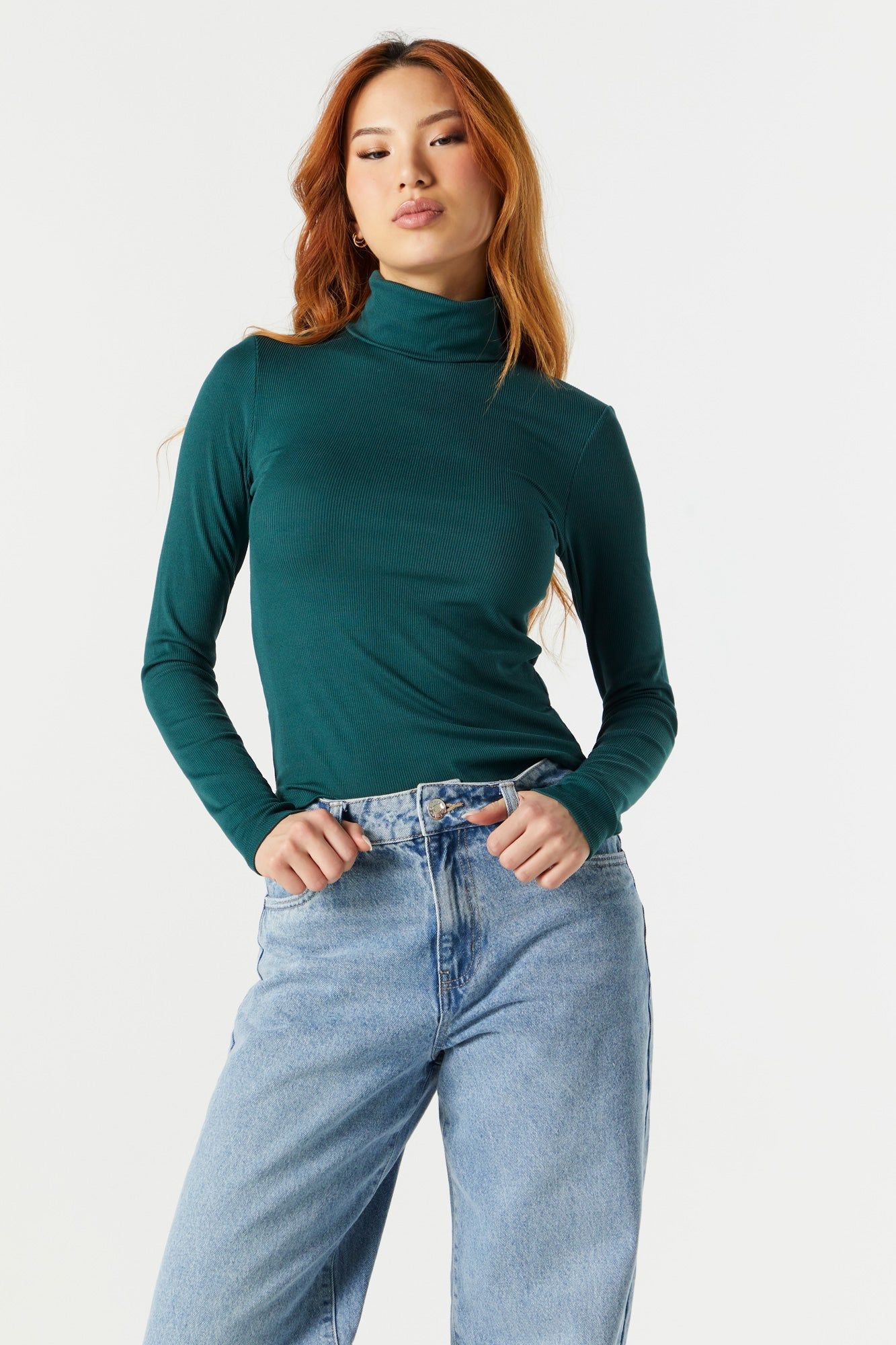 Solid Ribbed Long Sleeve Turtleneck sold by Urban Planet