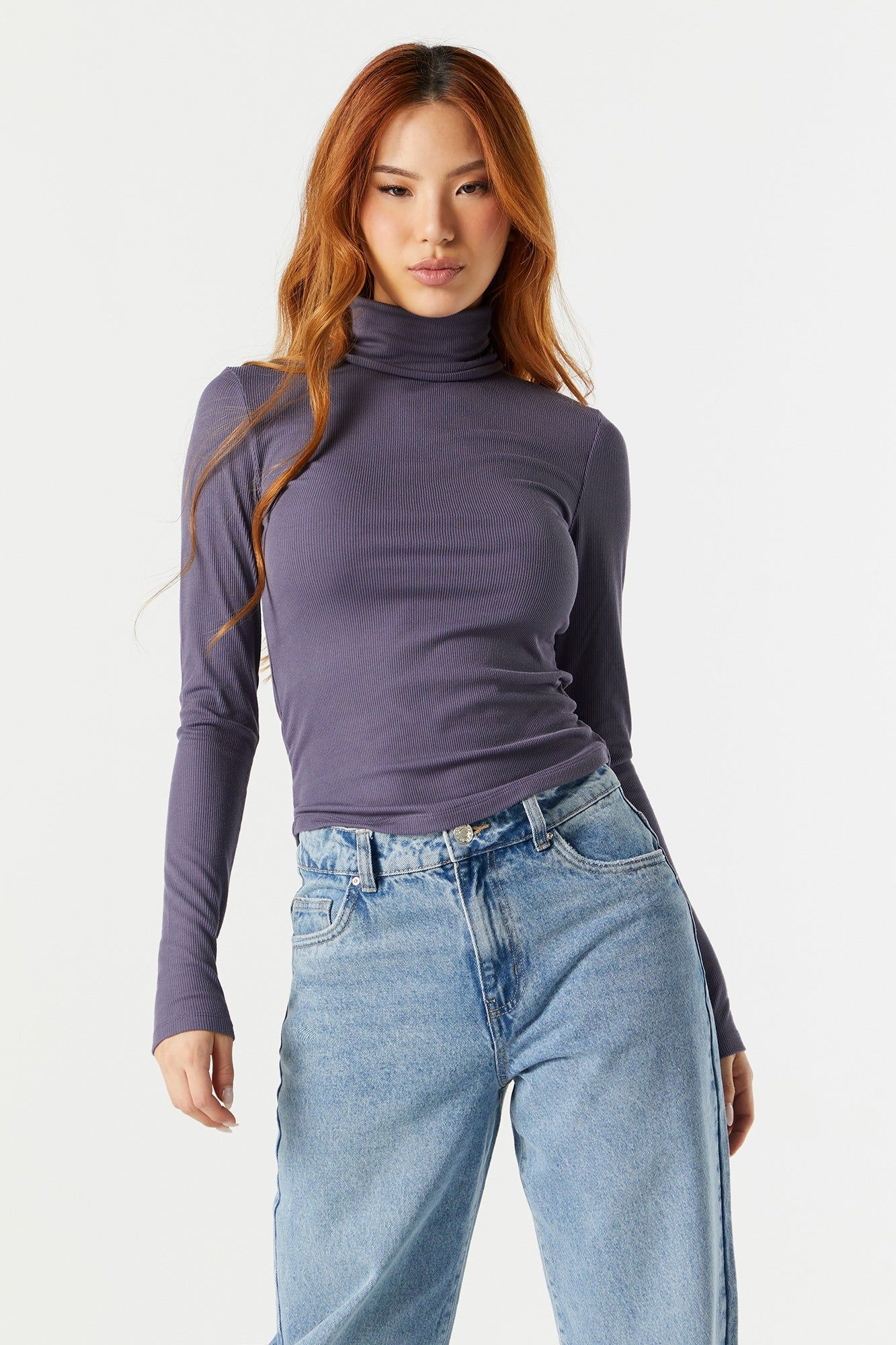 Solid Ribbed Long Sleeve Turtleneck sold by Urban Planet product image thumbnail 7