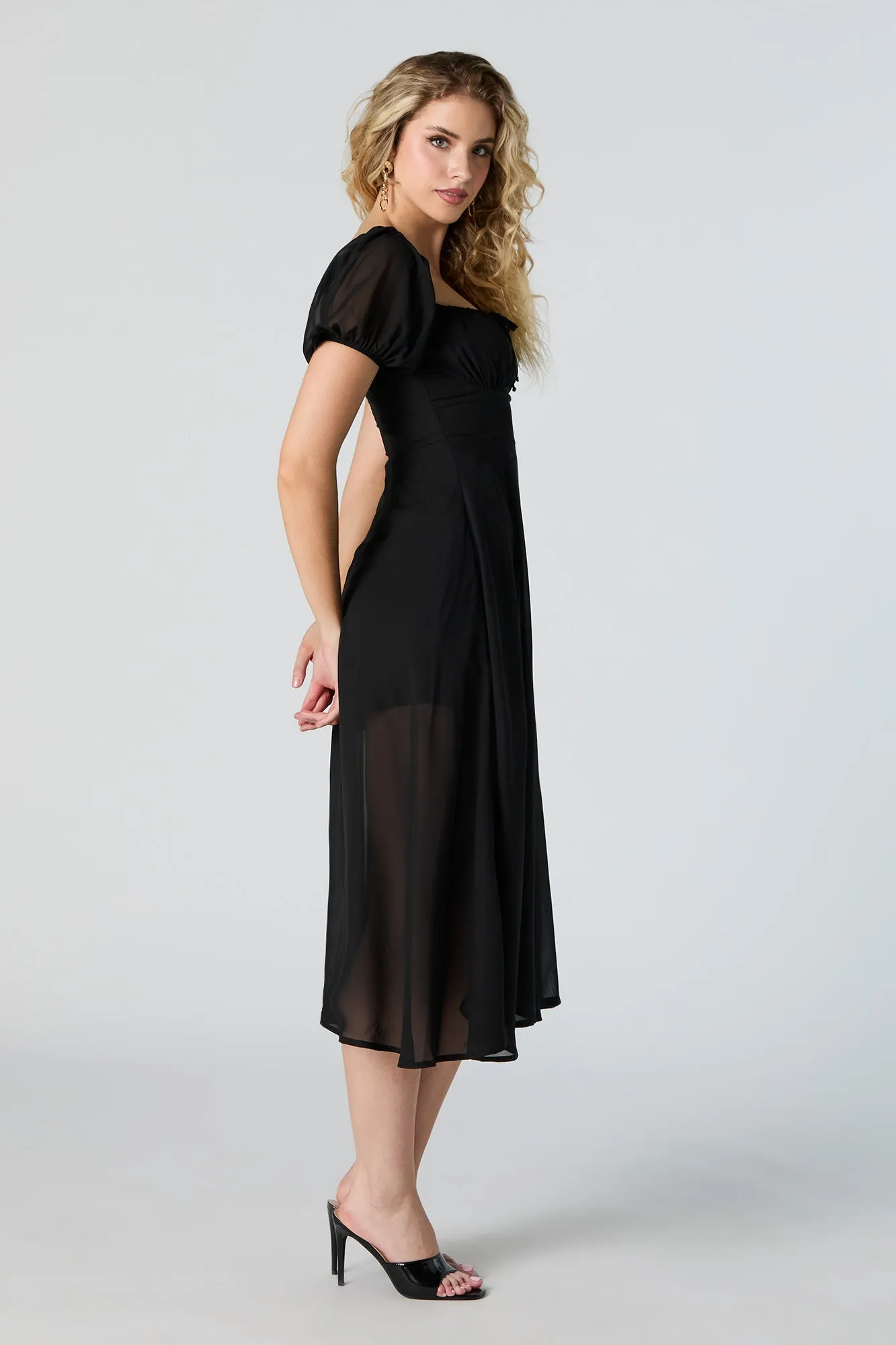 Robe midi à bustier en filet avec fente sold by Urban Planet product image thumbnail 2